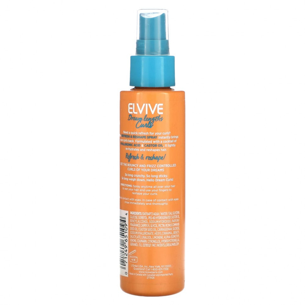 L'Oréal, Elvive, несмываемый спрей Dream Lengths Curls, Refresh & Reshape, 130 мл (4,4 жидк. Унции)