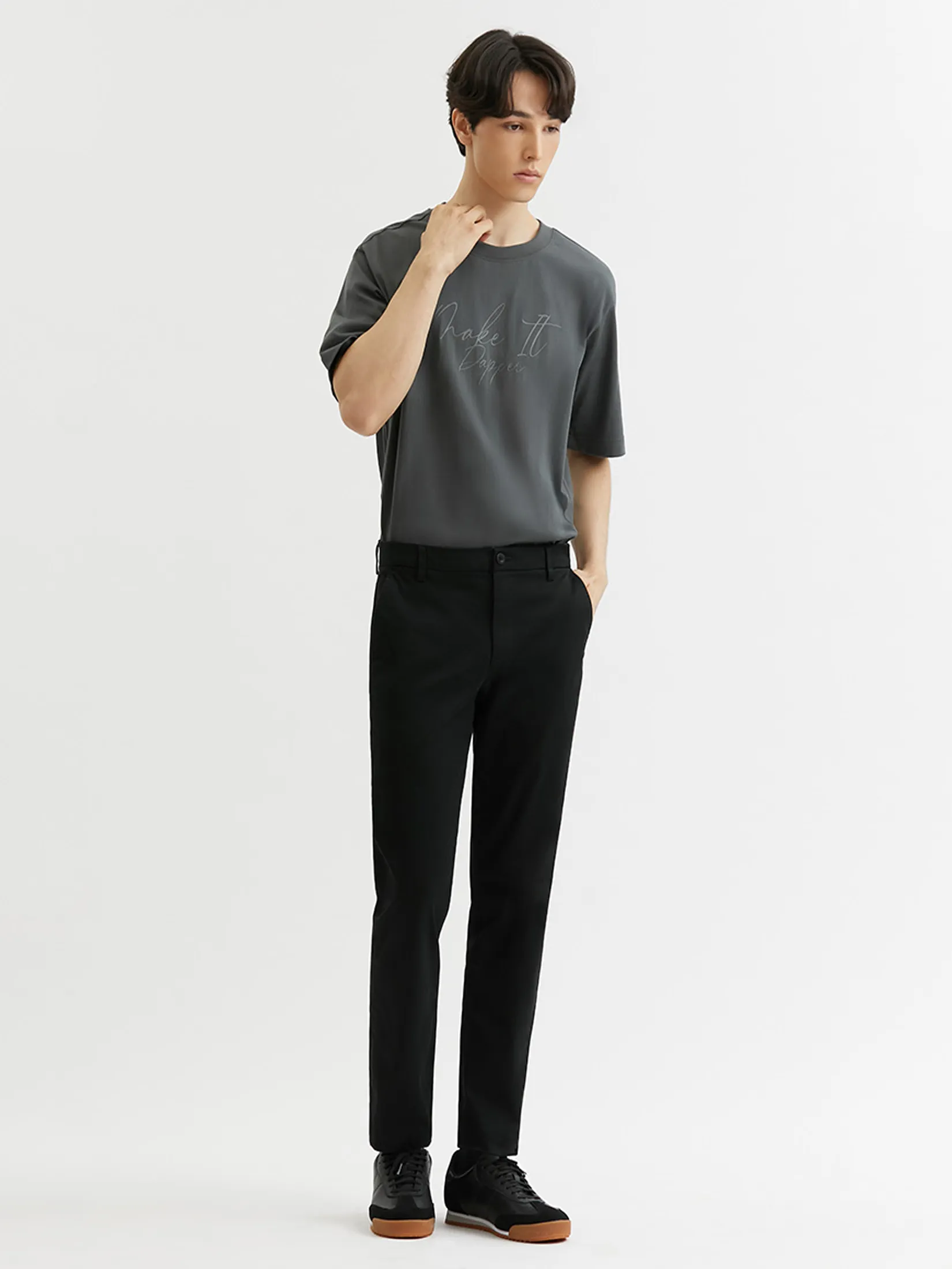 DAPPER Men Slim-Fit Comfort Chino Pants Black