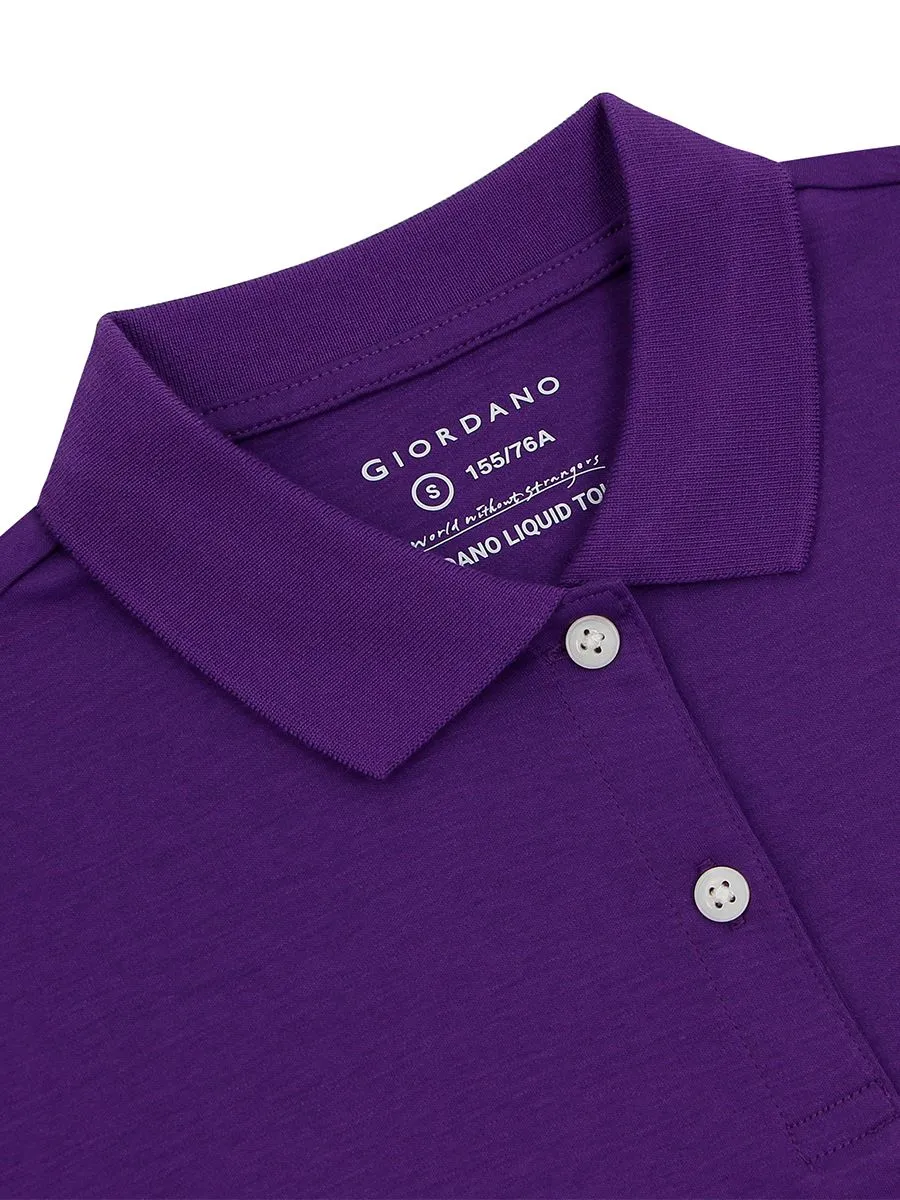 GIORDANO Women's Slim Fit Interlock Polo (Liquid Touch) Plum Purple