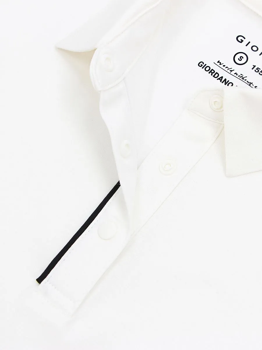 GIORDANO Women's Comfort Liquid Touch Interlock Polo (G-Motion) Snow White