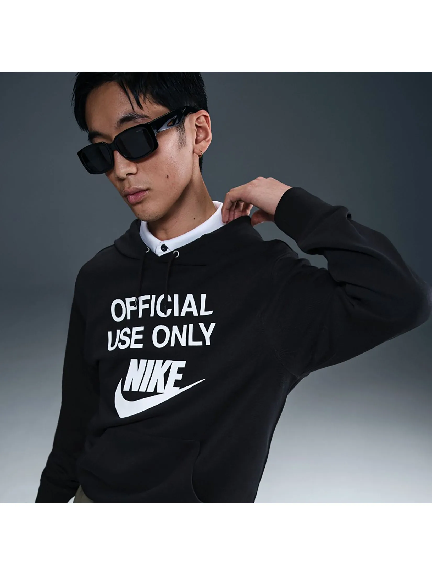 NIKE Men Hoodie Nike Club French Terry Black/Black/White
