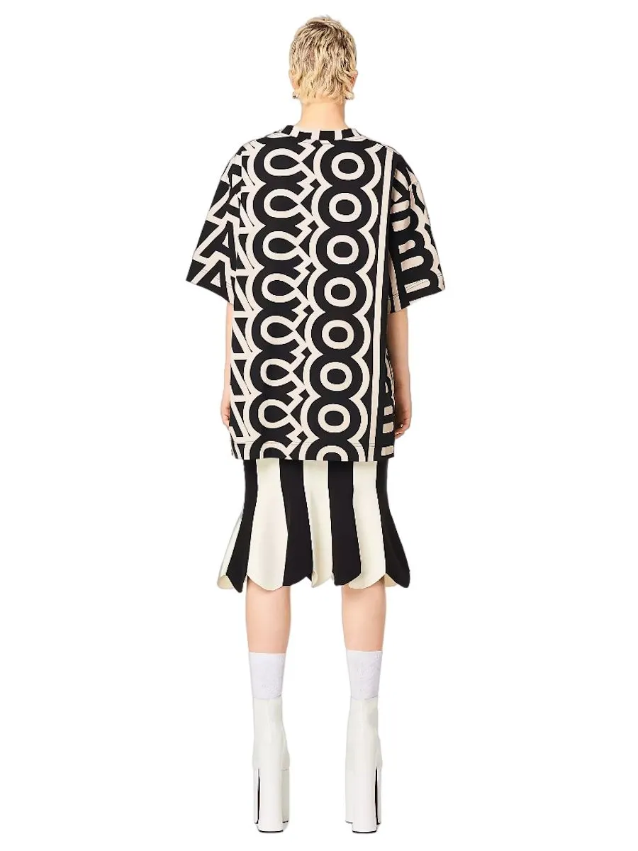 MARC JACOBS THE SCUBA STRIPE SKIRT BLACK/IVORY