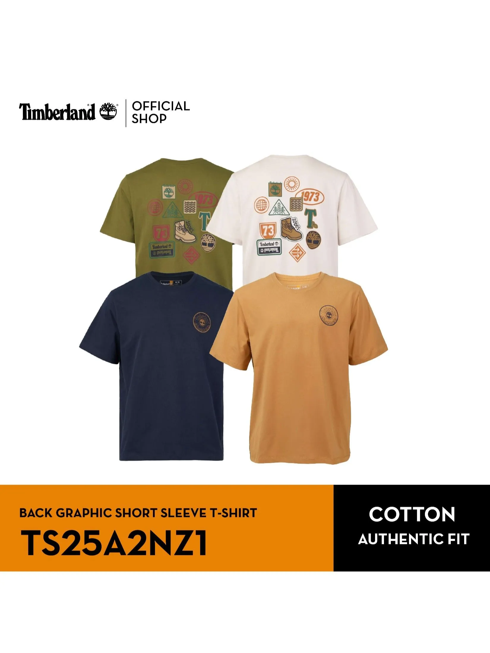 TIMBERLAND Men's Back Graphic Short Sleeve T-Shirt Yellow
