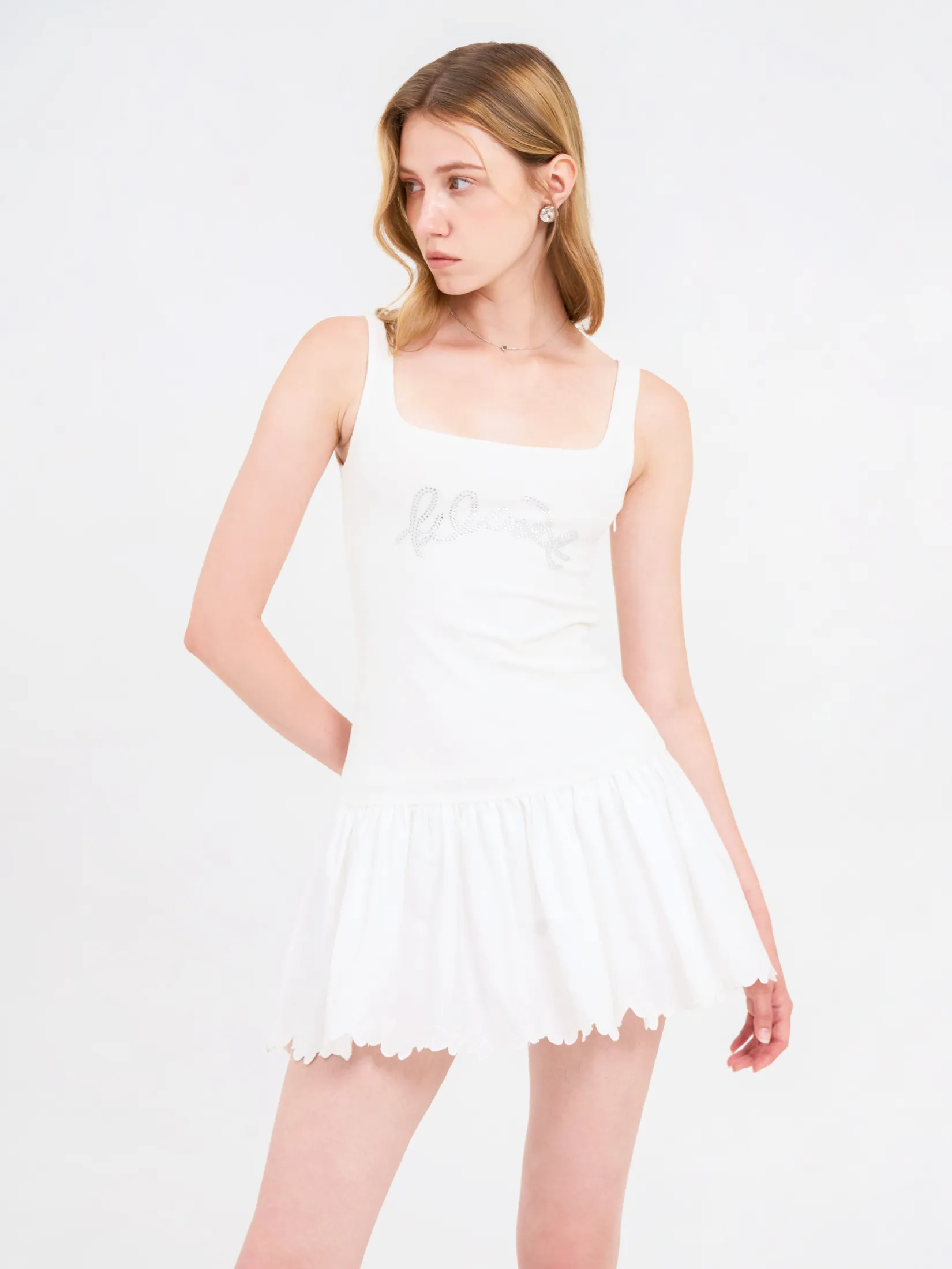 KLOSET (SS25) Women Kloset Flared-Hem Dress White