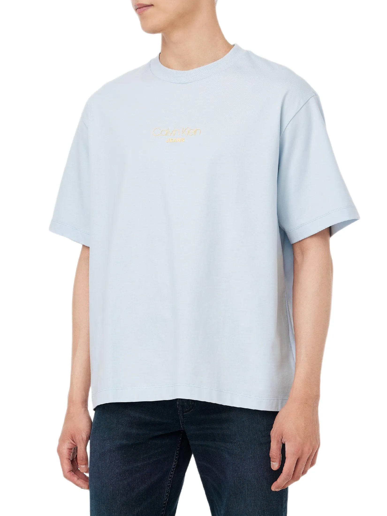 CALVIN KLEIN Men s Relaxed Fit CKJ Graphic Short Sleeve T-Shirt Light blue