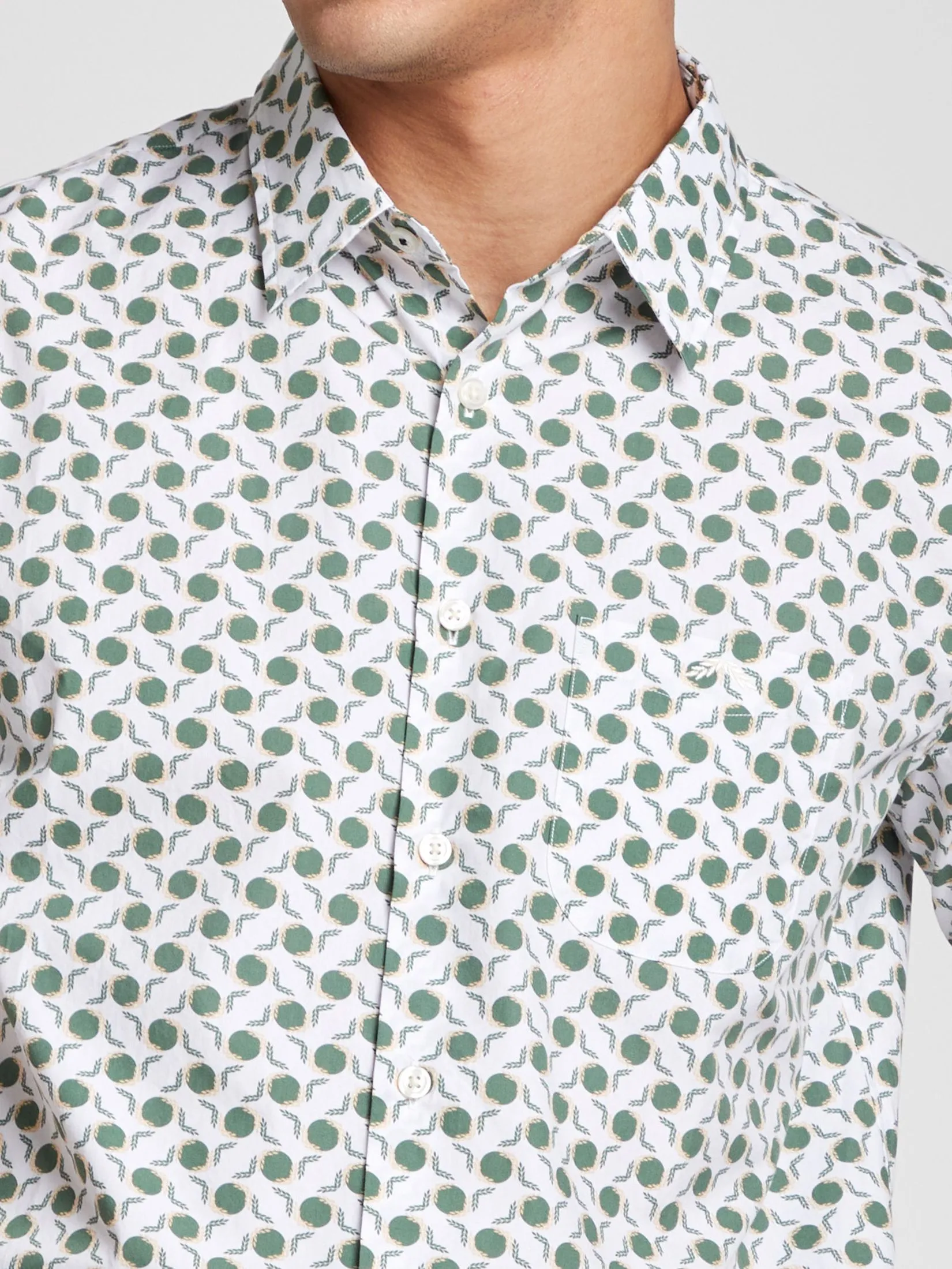 ALUMNUS Men Shirt Short Sleeves Dark Olive Green