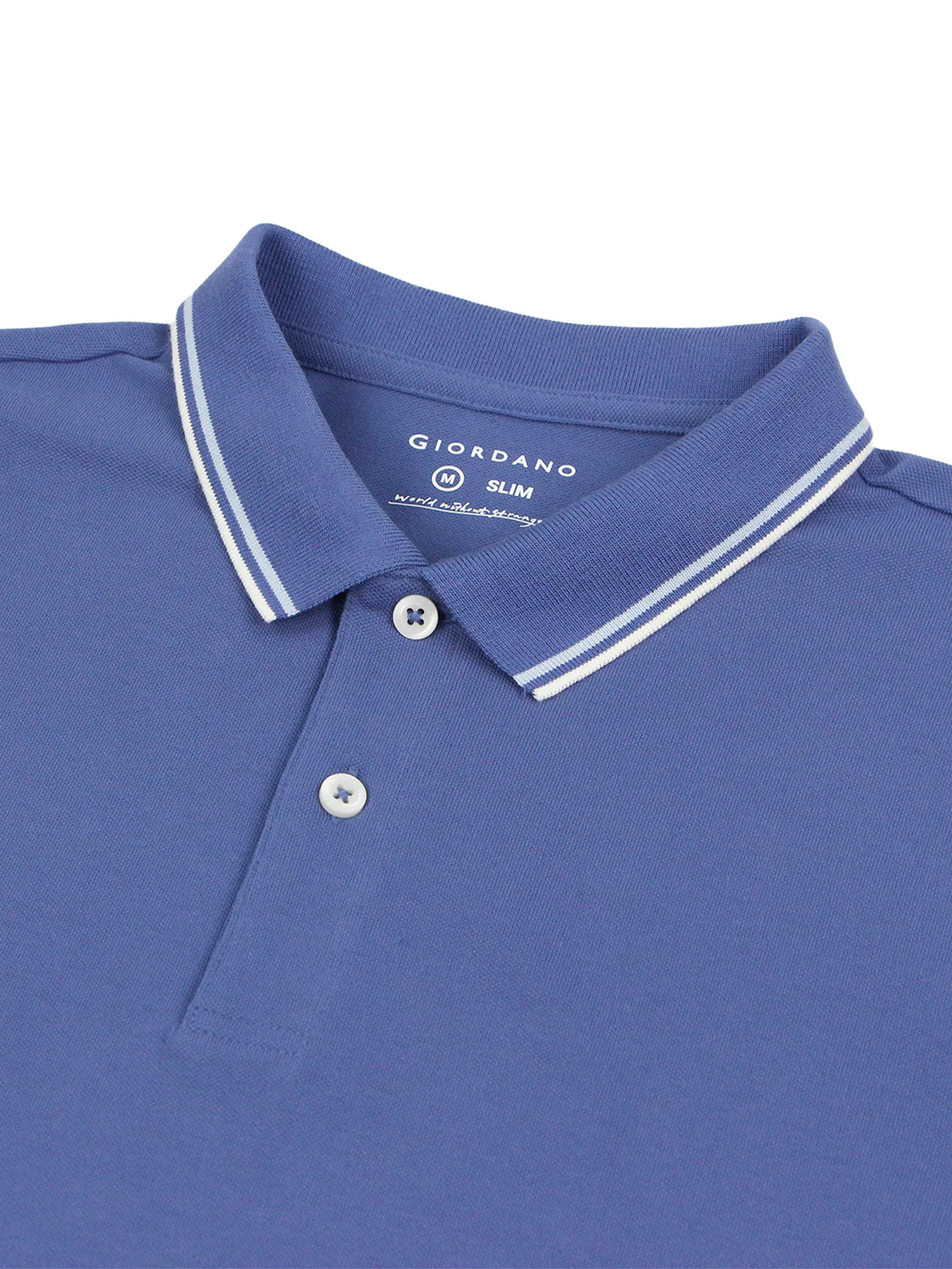 GIORDANO Men's Slim Cotton Lycra Polo Gray Blue purple