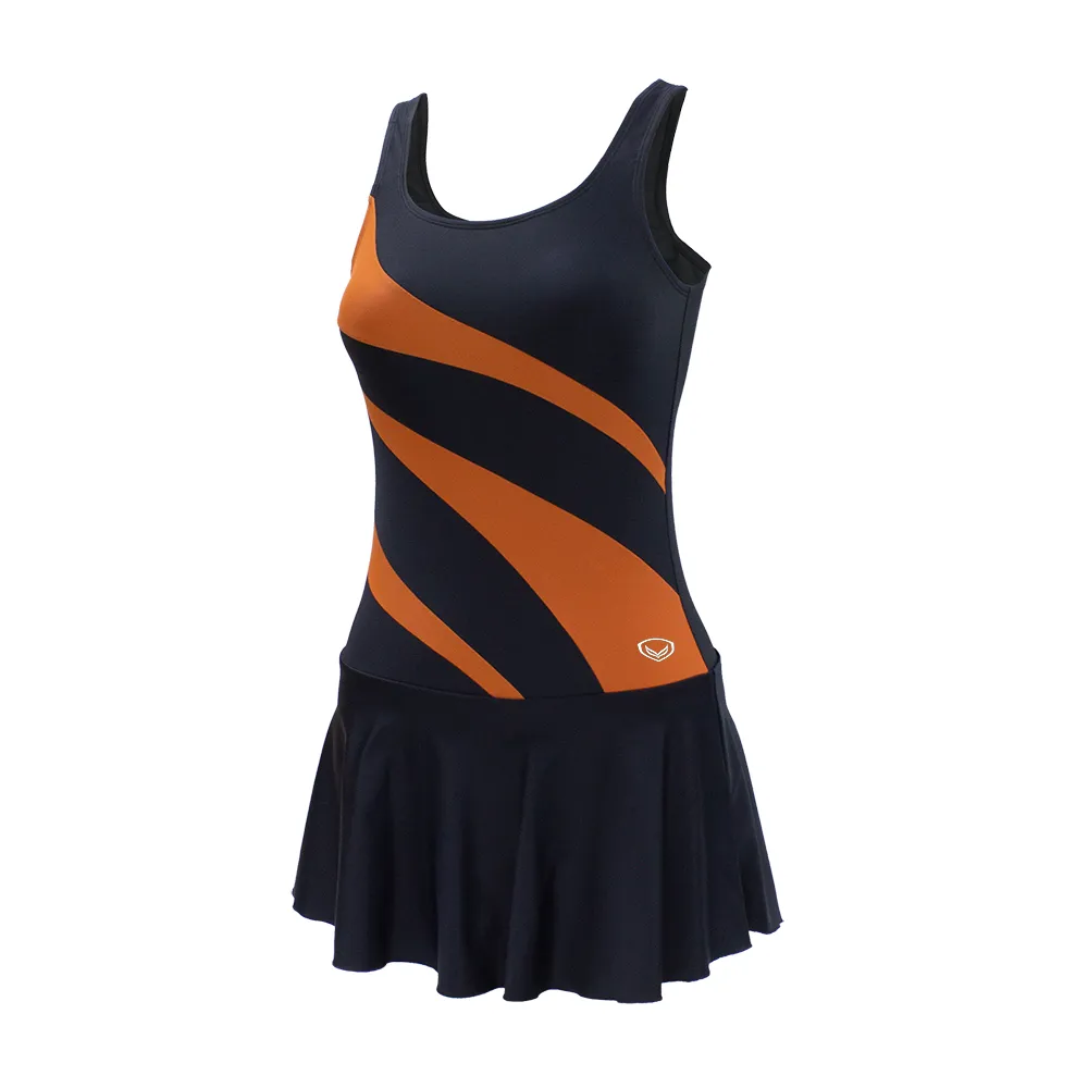 GRAND SPORT Black-Orange Women's One-Piece Swimsuit (342684)