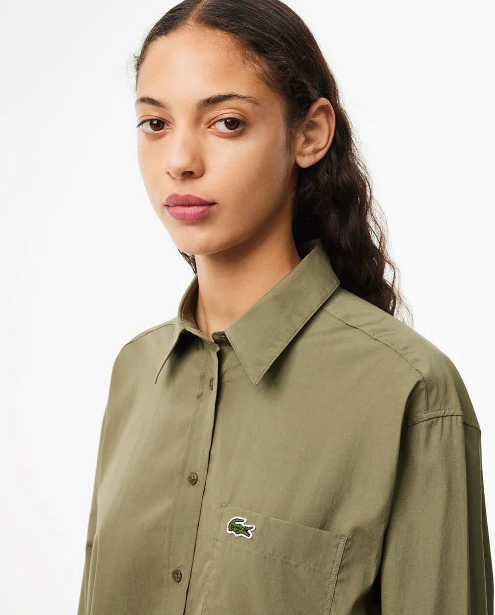 LACOSTE Oversized Poplin Shirt Green
