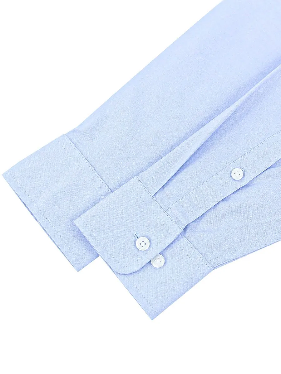 GIORDANO Men's Slim Embroidery Stretch Oxford Shirts (Classic Man) Light Blue