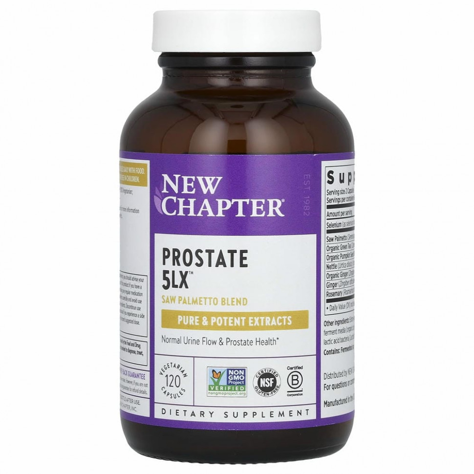 New Chapter, Prostate 5LX, 120 вегетарианских капсул