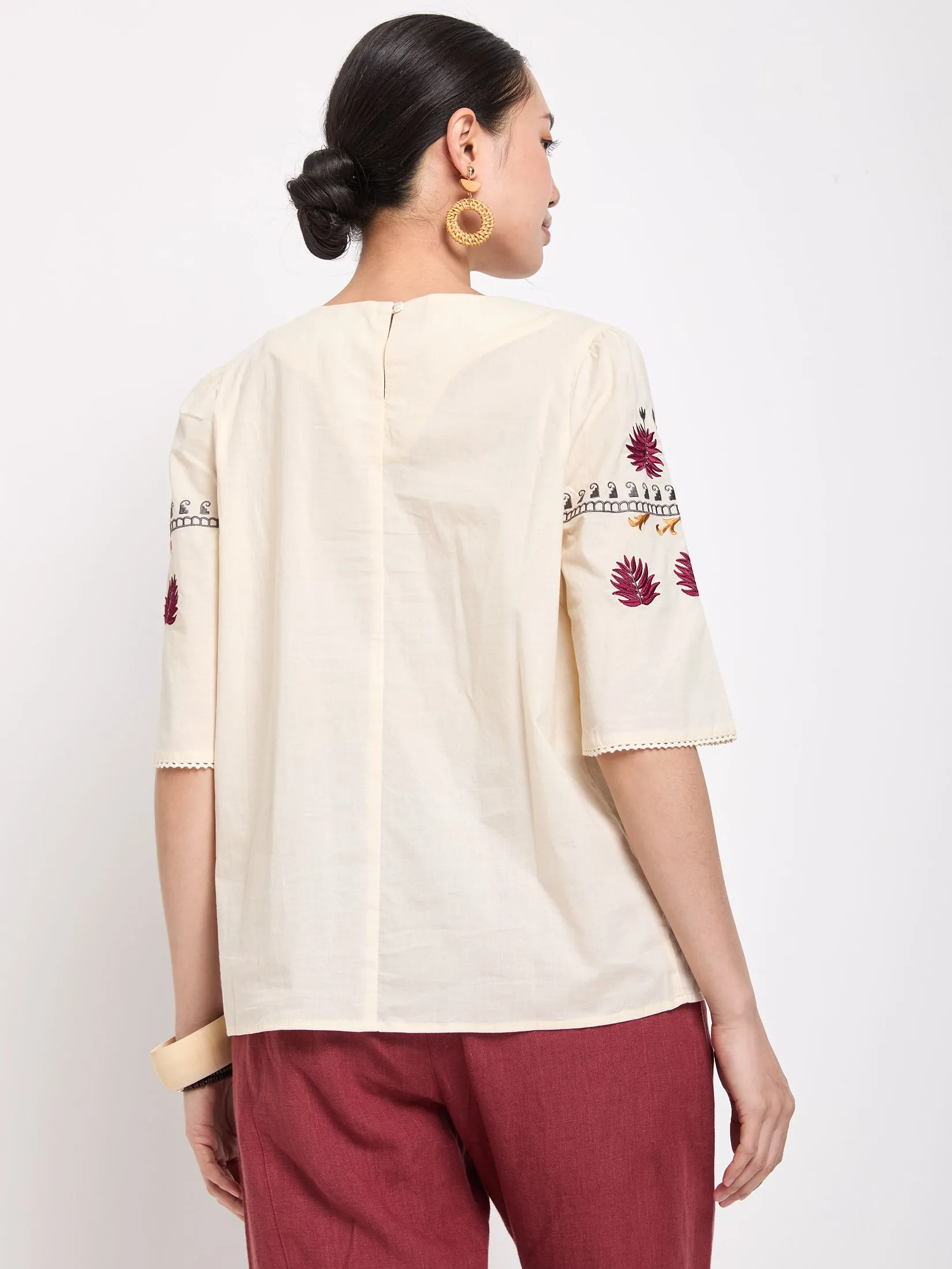 JOURNAL Women Blouse 3/4 Sleeves Square Neckline Floral