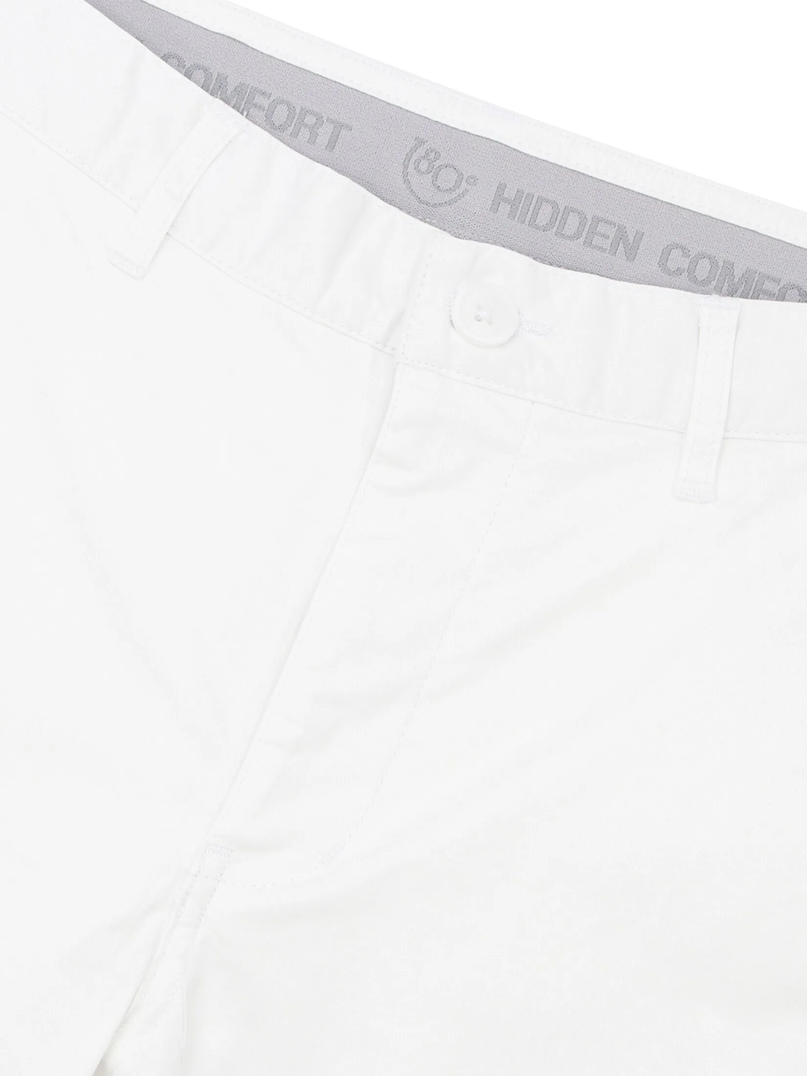 GIORDANO Men's Twill Slim Hidden Comfort Shorts (180° Waistband) Signature white