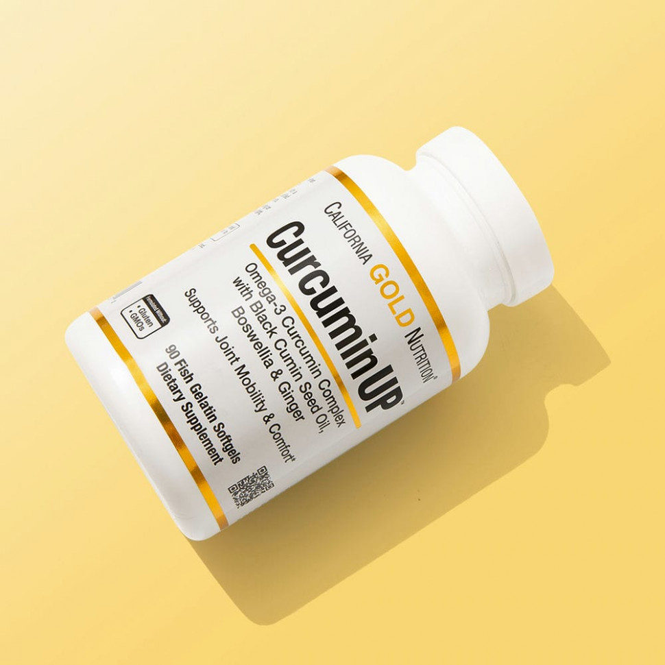 California Gold Nutrition, Curcumin UP, комплекс с омега-3 и куркумином, для подвижности и комфорта в работе суставов, 90 капсул из рыбьего желатина