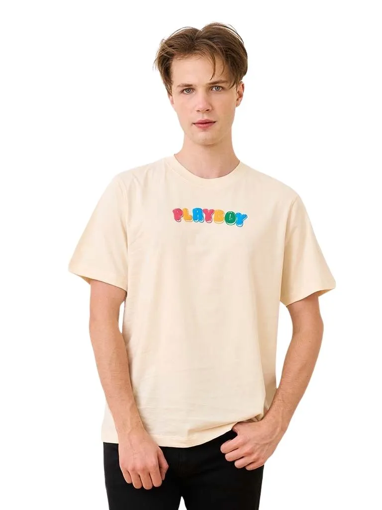 PLAYBOY Men's T-Shirt   SKU P1MT259TB044CR  Colour  cream Size - L