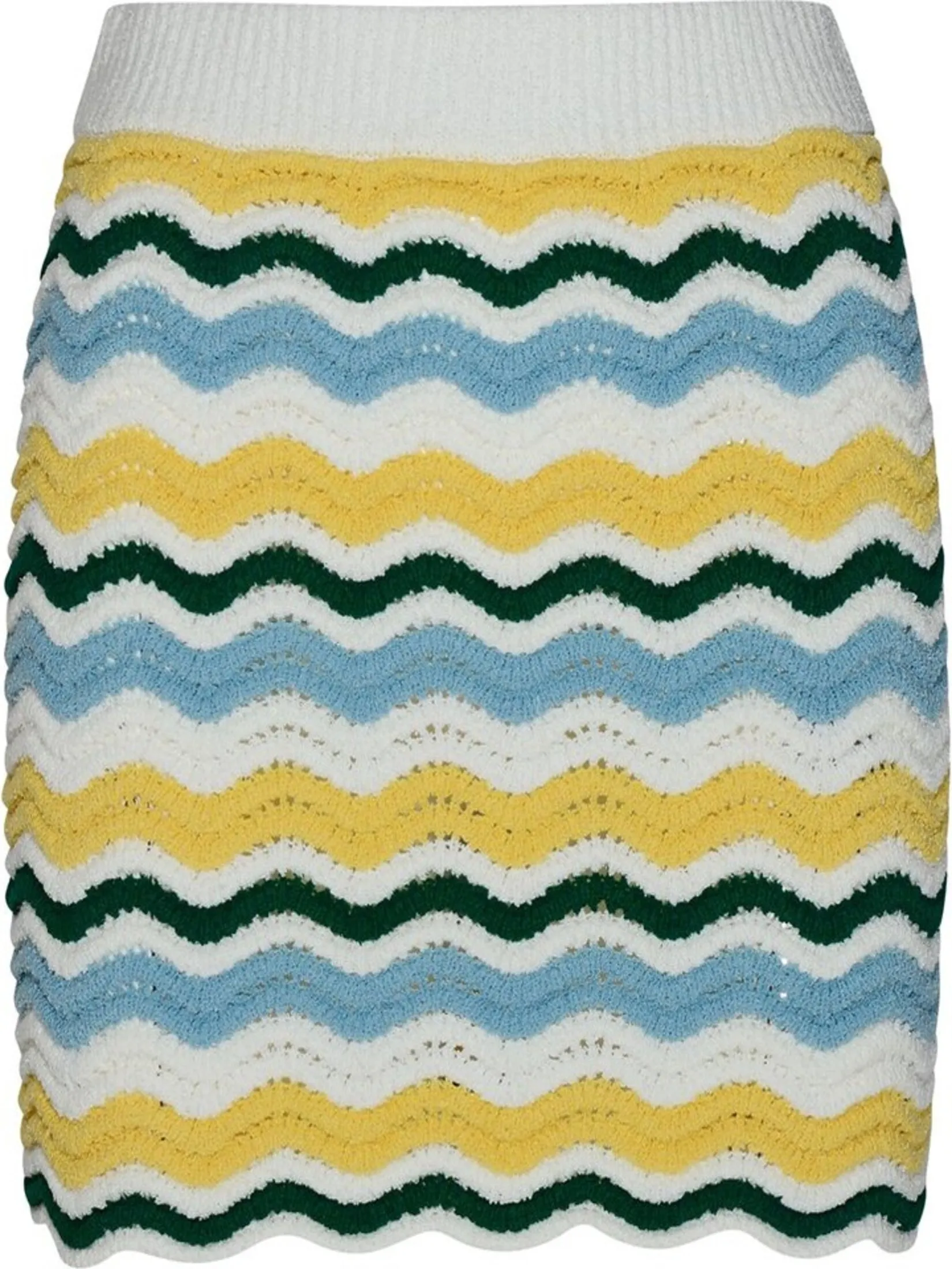 CASABLANCA BOUCLE WAVE SKIRT IN  YELLOW/BLUE Size - M