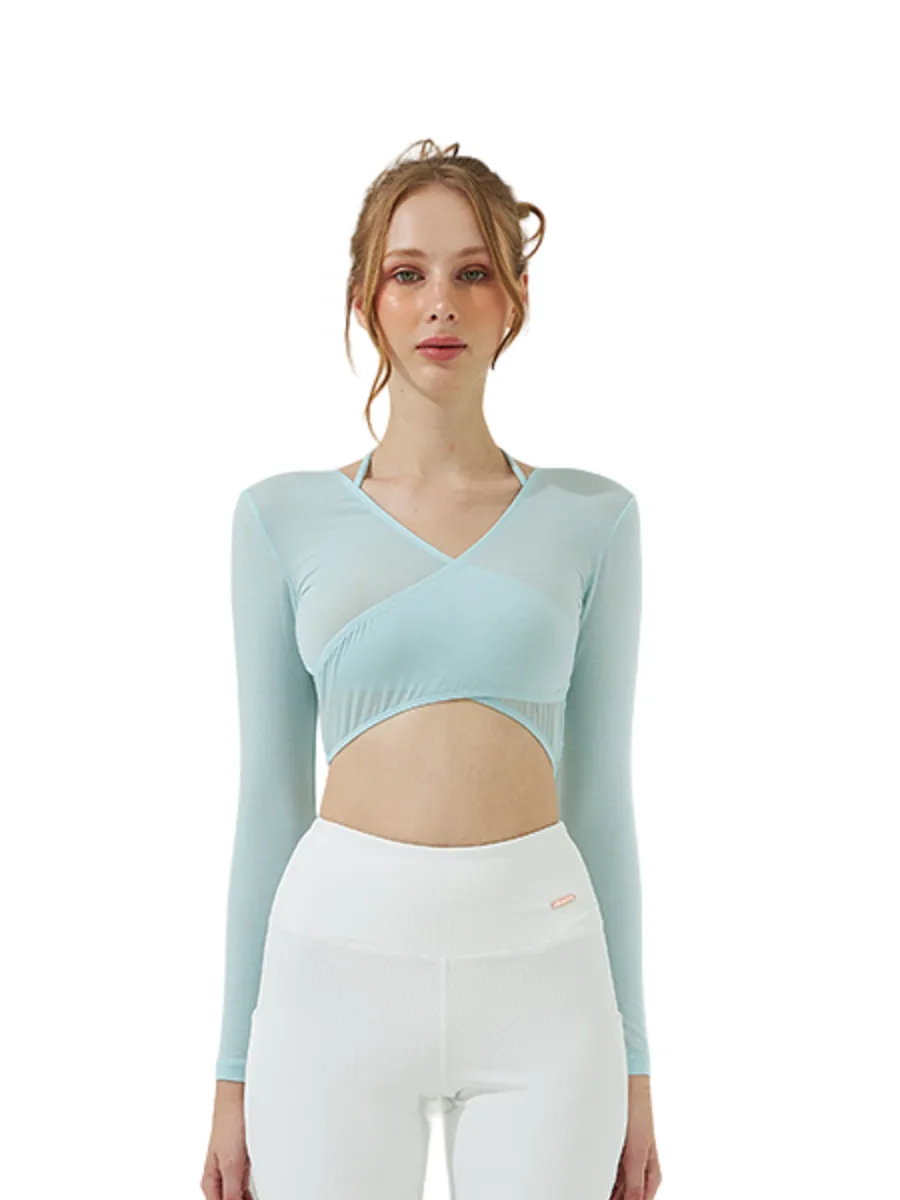 VANESSE Green LANA WRAP LONG-SLEEVE TOP (029078)
