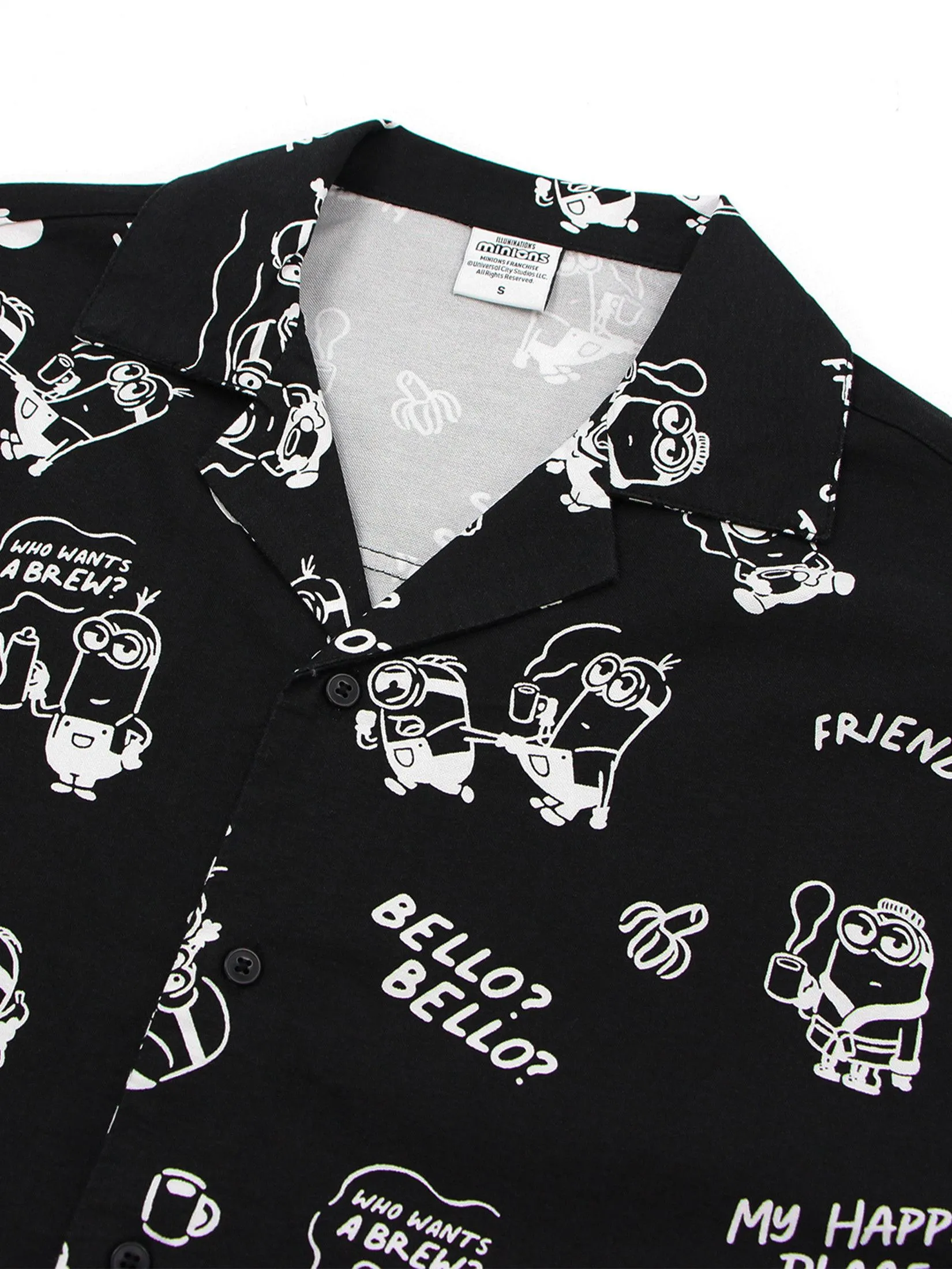 GIORDANO Men's Relax Oxford Shirt (Minions) Black