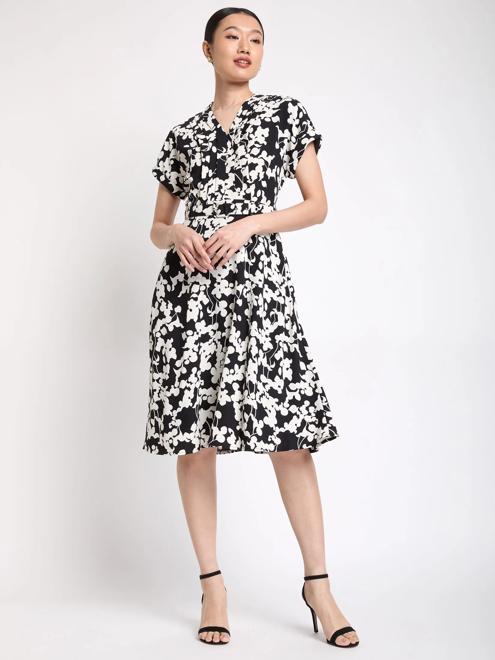 EXPRESSIONS Women Dress With Front Pleat And Belt