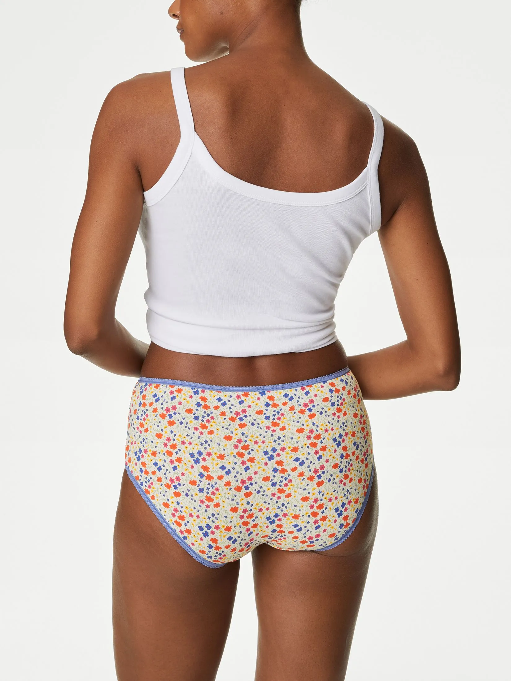 MARKS & SPENCER Women Shorts Cotton Lycra High Rise 5pk Multi-Color