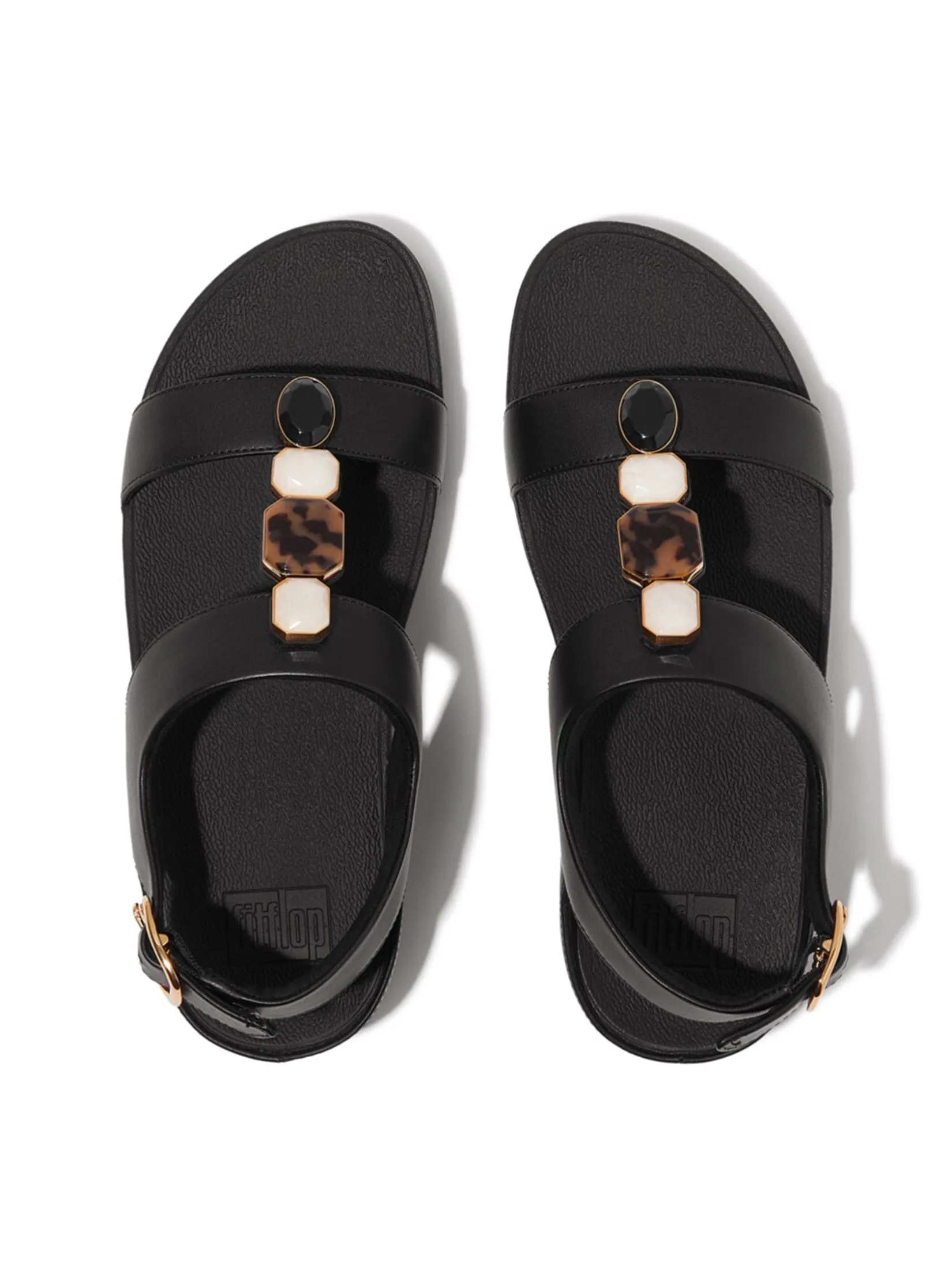 FitFlop™ WOMEN'S FINO MULTI-STONE LEATHER B/S BLACK