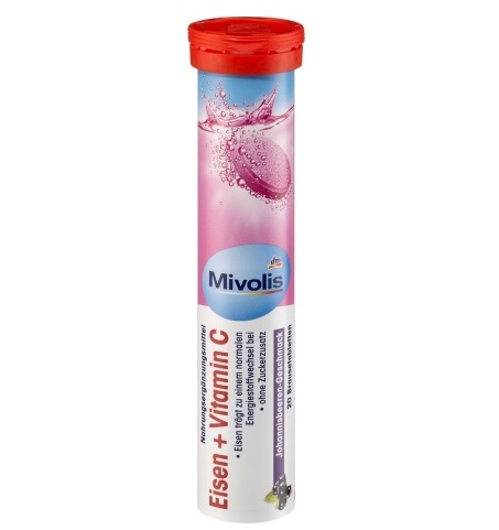 Железо с витамином С в растворимых таблетках 14мг Mivolis 20 шт