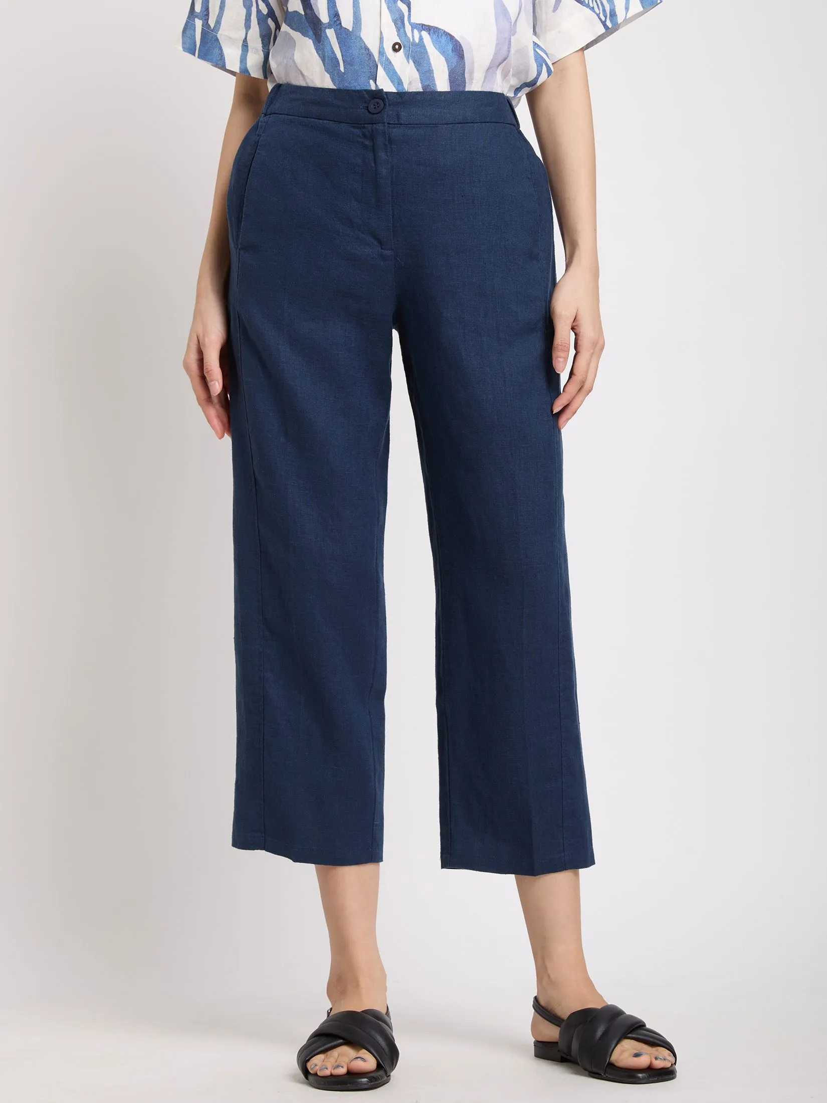 SIMPLICITY Women Pants Plain Tone Linen