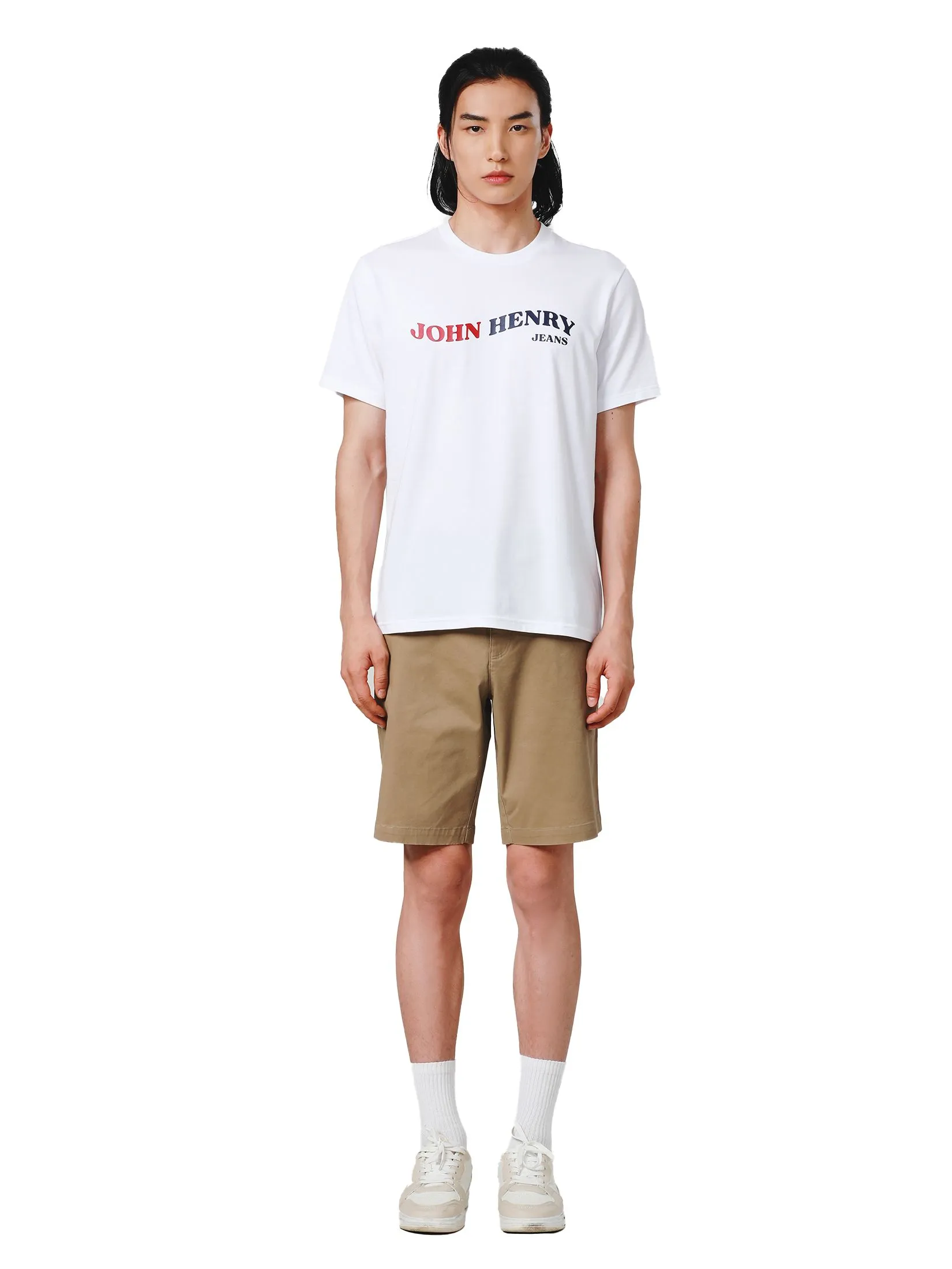 JOHN HENRY Men's T-Shirts (Slim Fit) DENIM White