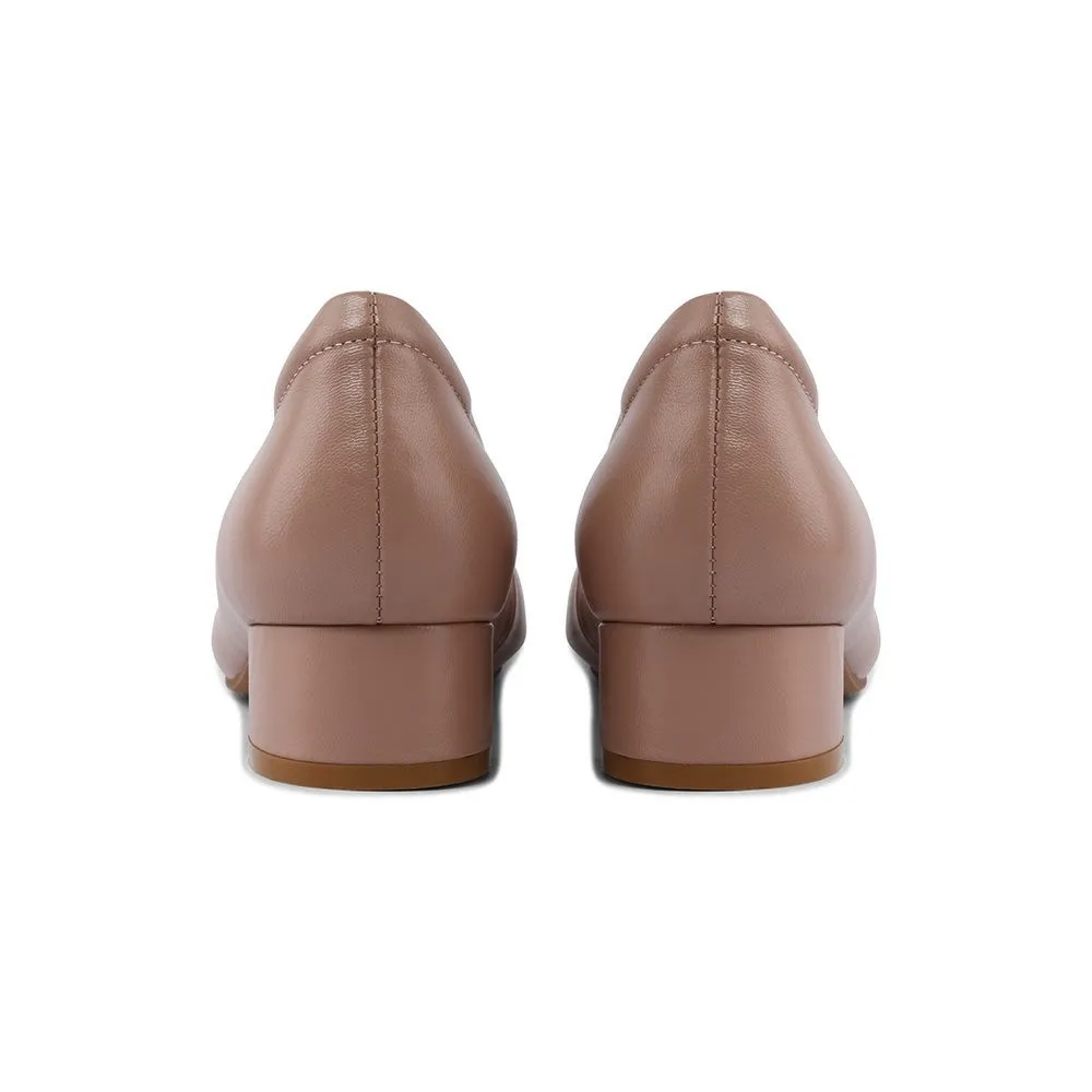 SIRENA Pink Leather Court Shoes Rounded Toe Blocked Heel 1.5 inch Ariel Size - 35 EU