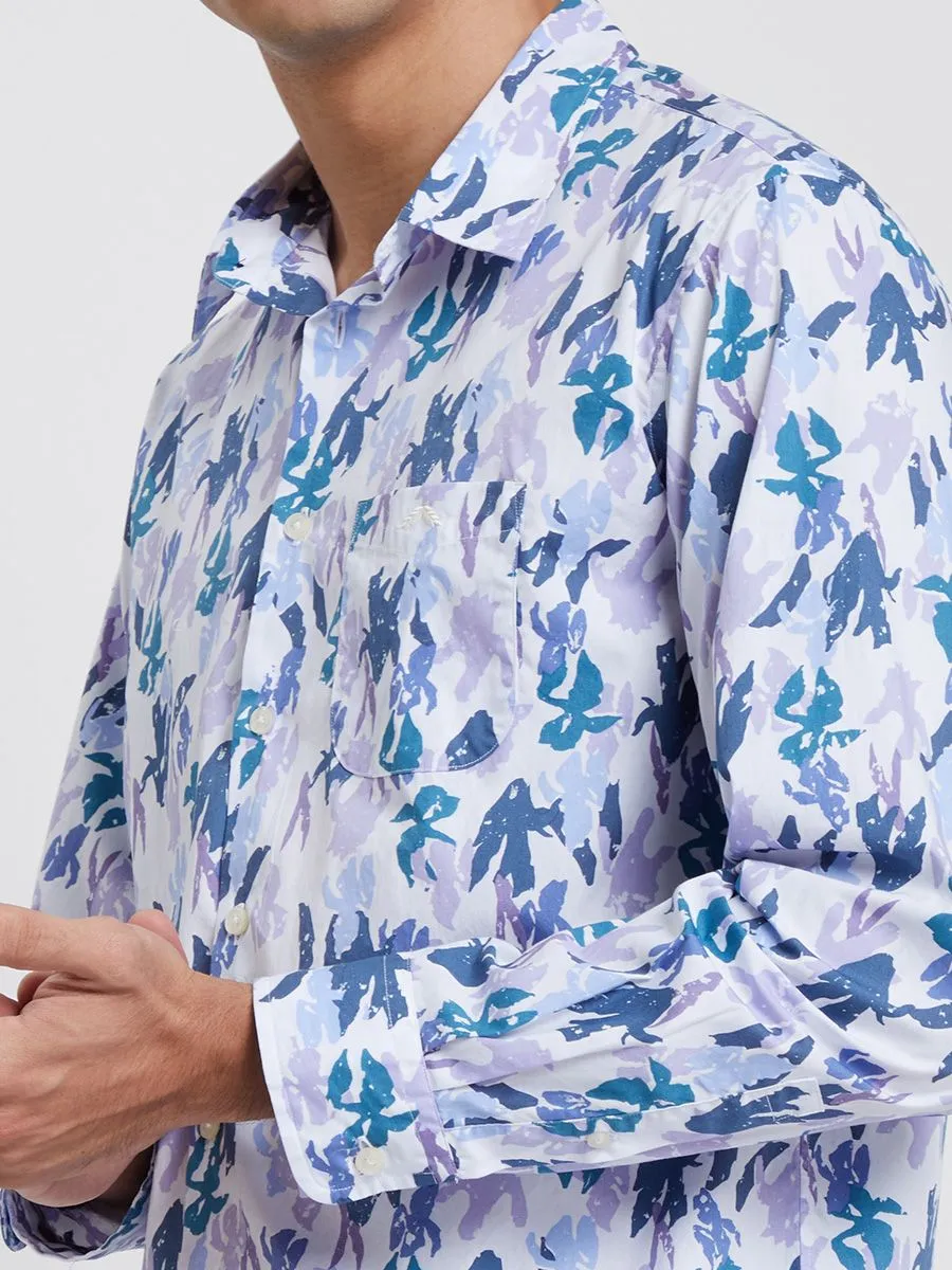 ALUMNUS Men Shirts Long Sleeves Printed Blue