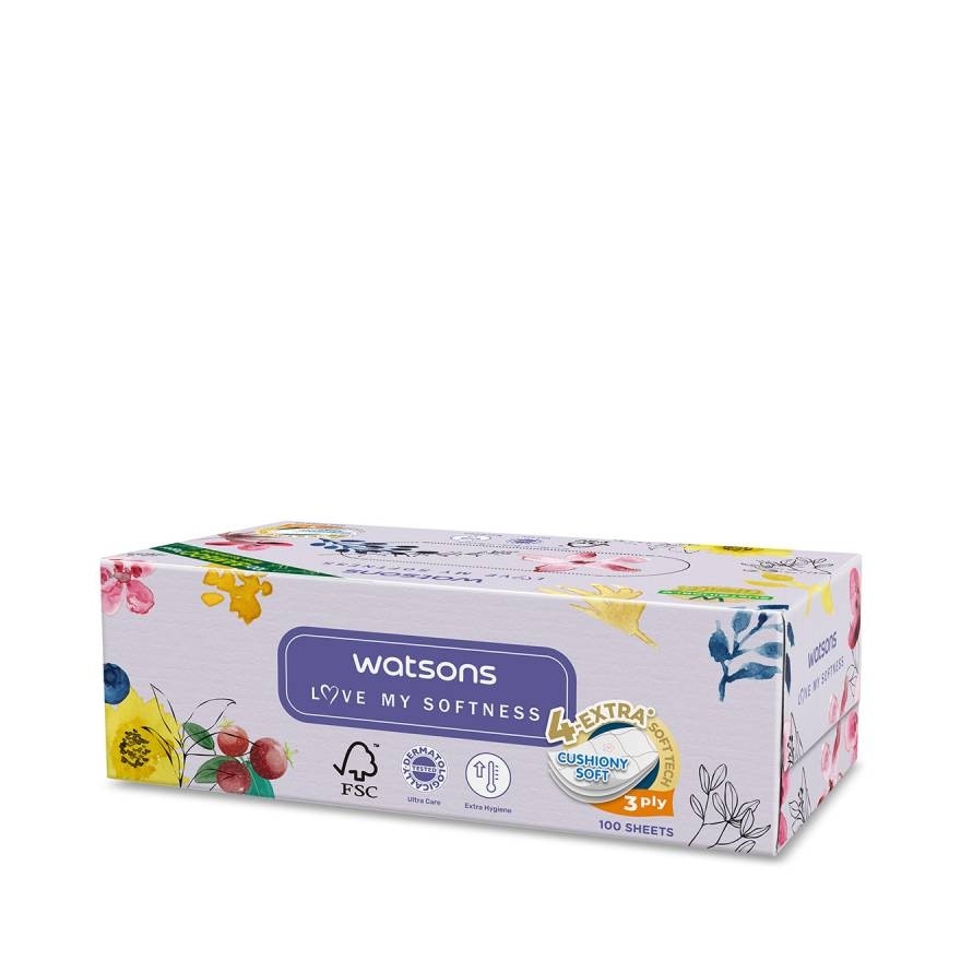 Watsons Velvety Soft Box Tissues (X-Flower 3) 3ply x 100sheets. This item cannot sele