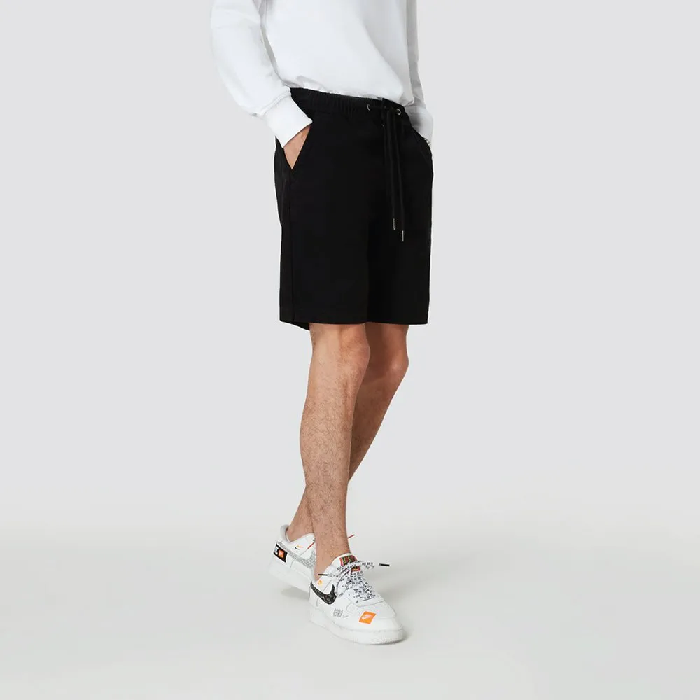 DAVIE JONES BLACK ELASTICATED COTTON SHORT PL0012BK