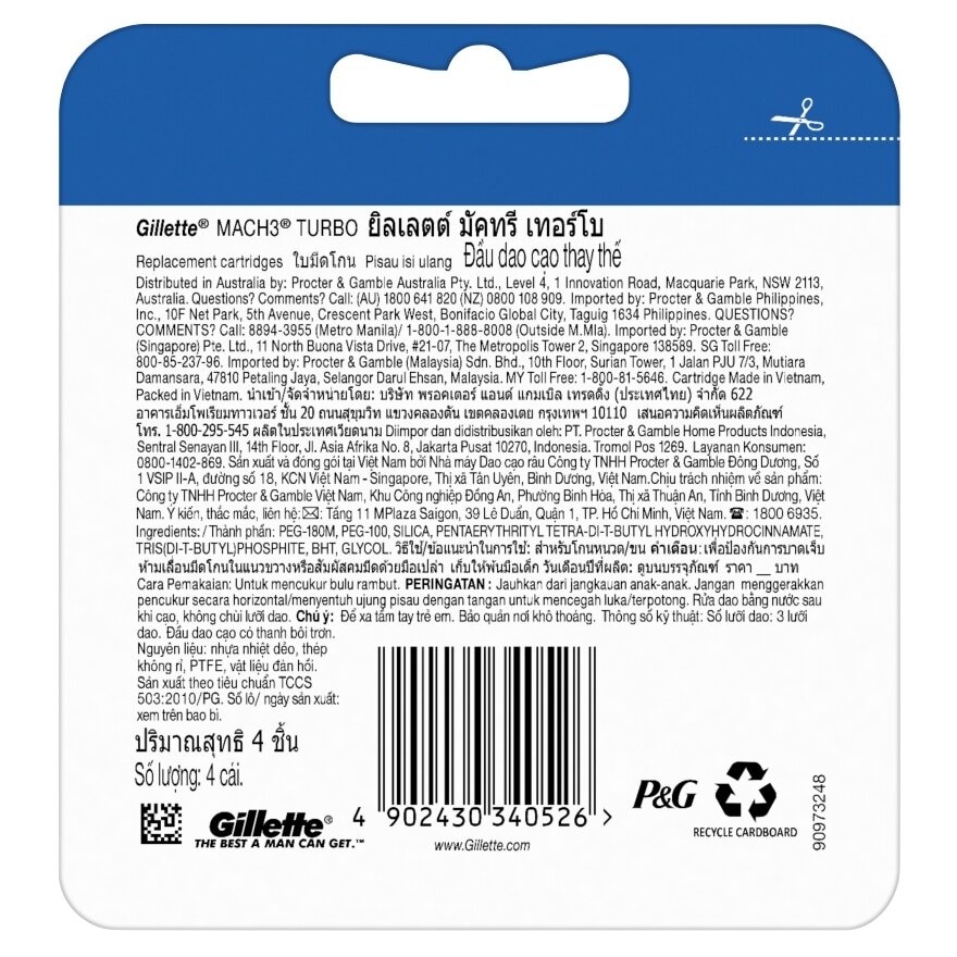 Gillette Mach3 Turbo Blade 4's