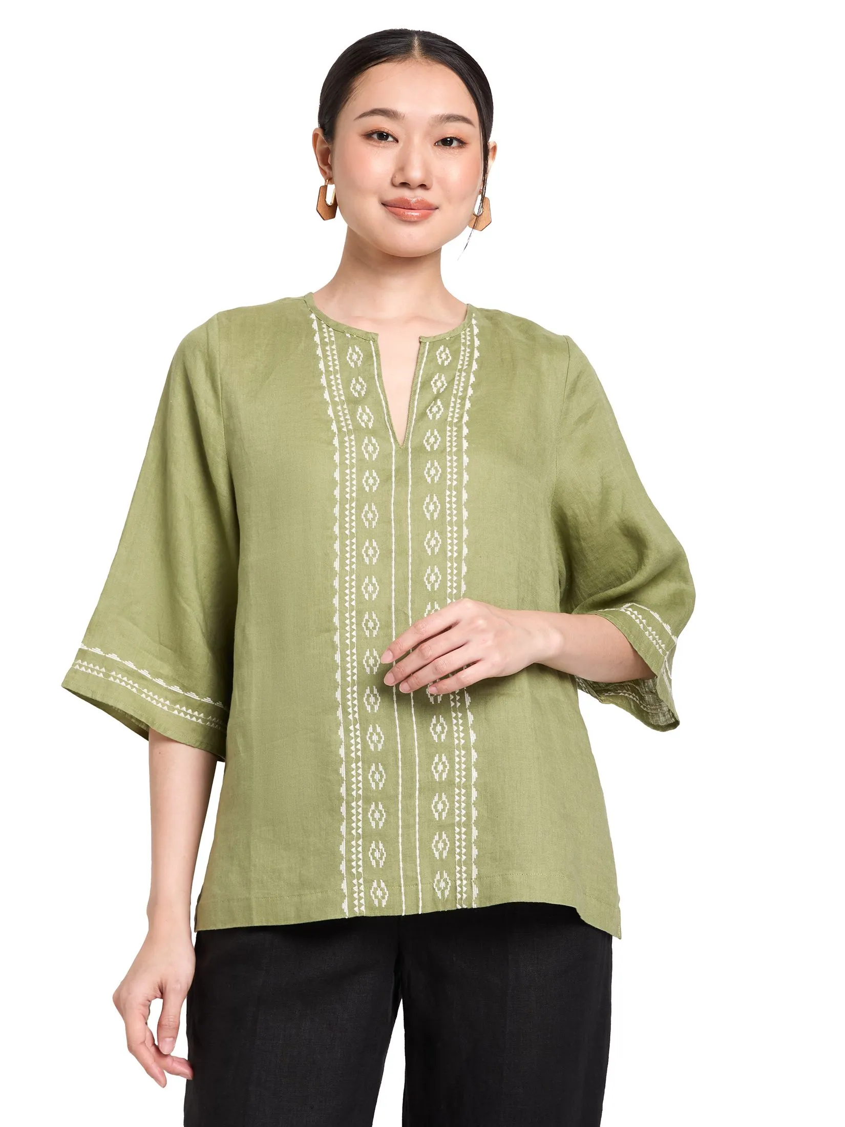 ESTIMATE Women Blouse 3/4 Sleeve Embroidered