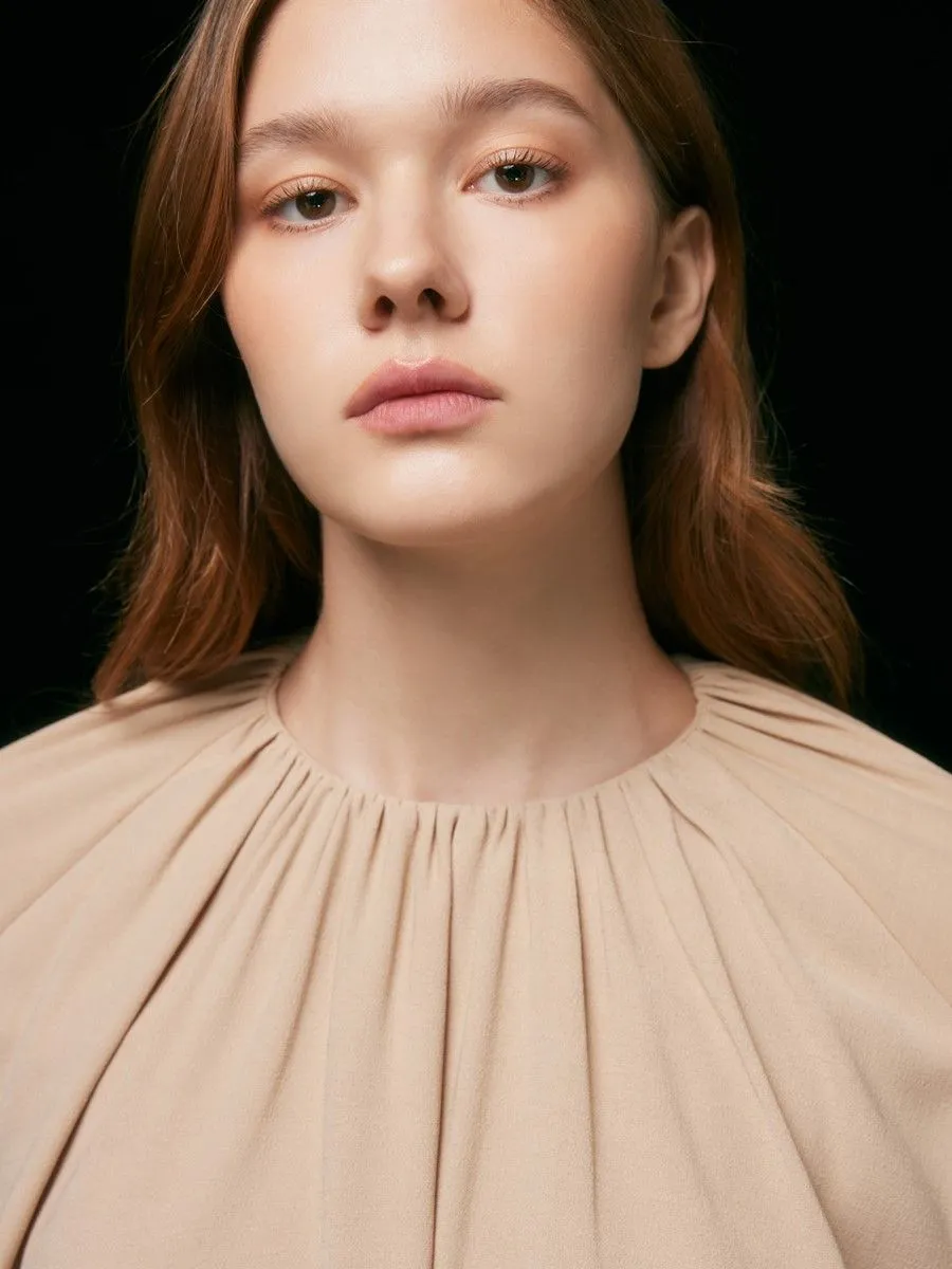 ASAVA (AW23) Harper Women Cape Sleeve Blouse Beige