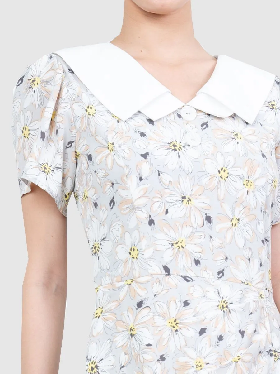 AMILA Women  Dress Como Print Light Grey