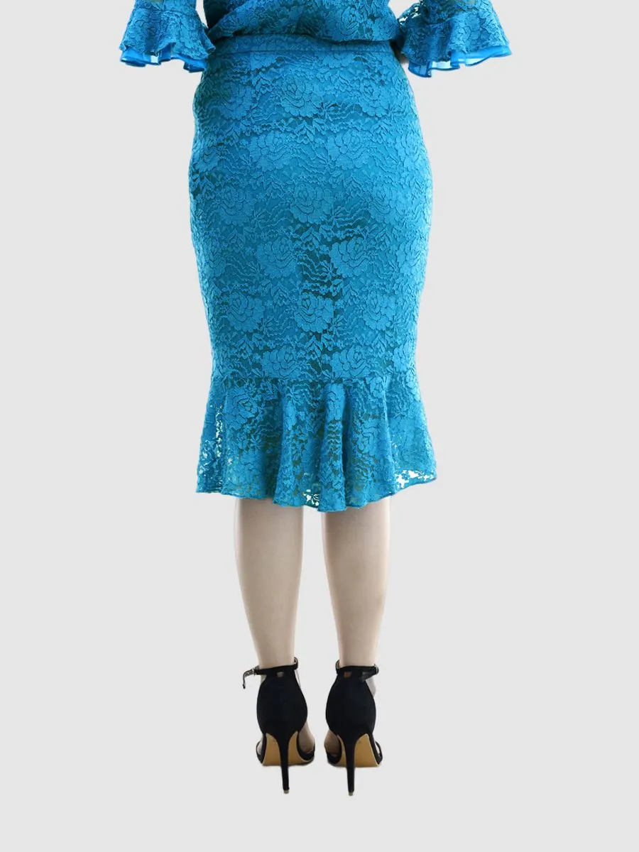 MIKIKO Women  Skirt Fancy Lace Blue