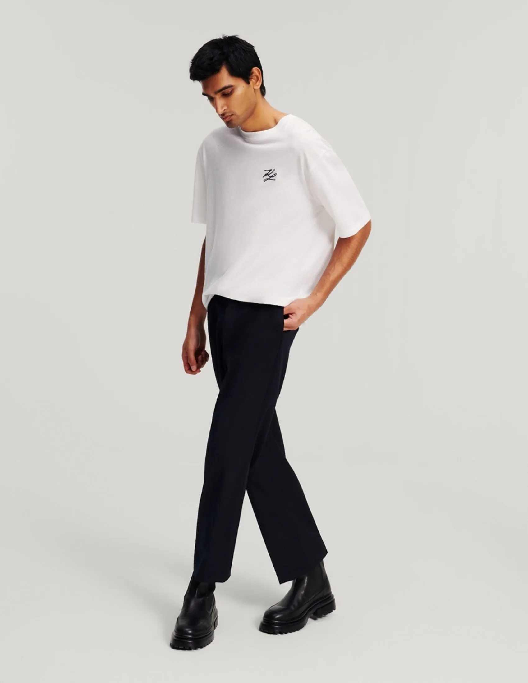 KARL LAGERFELD RTW-1 AUTOGRAPH LINEN BLEND MEN T-SHIRT WHITE