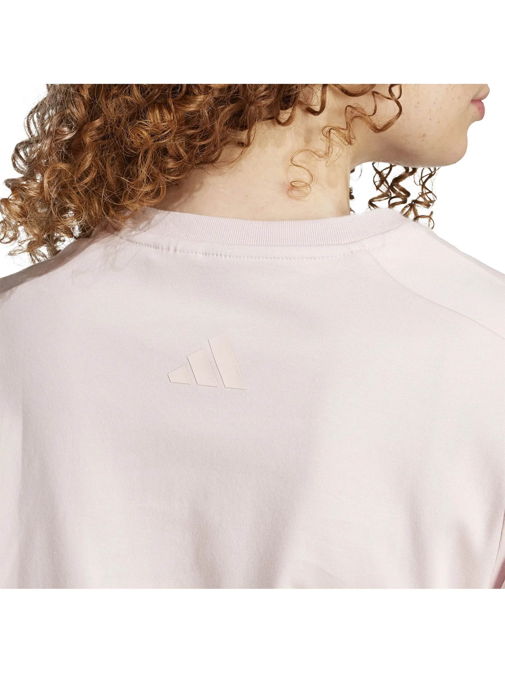 ADIDAS Women T-Shirt Cat Patch Graphic JV8514 Pink / Sandy Pink