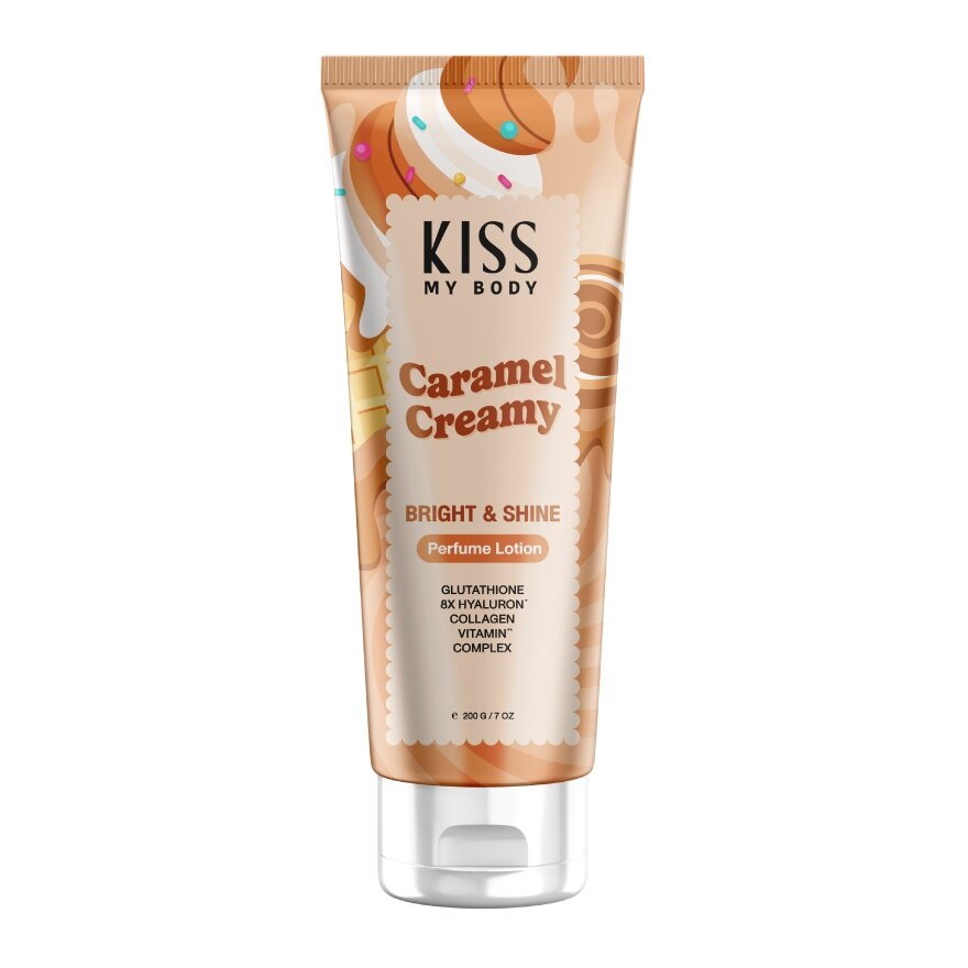 Kiss My Body Perfume Lotion Bright  Shine Caramel Creamy 200 G. - Orange