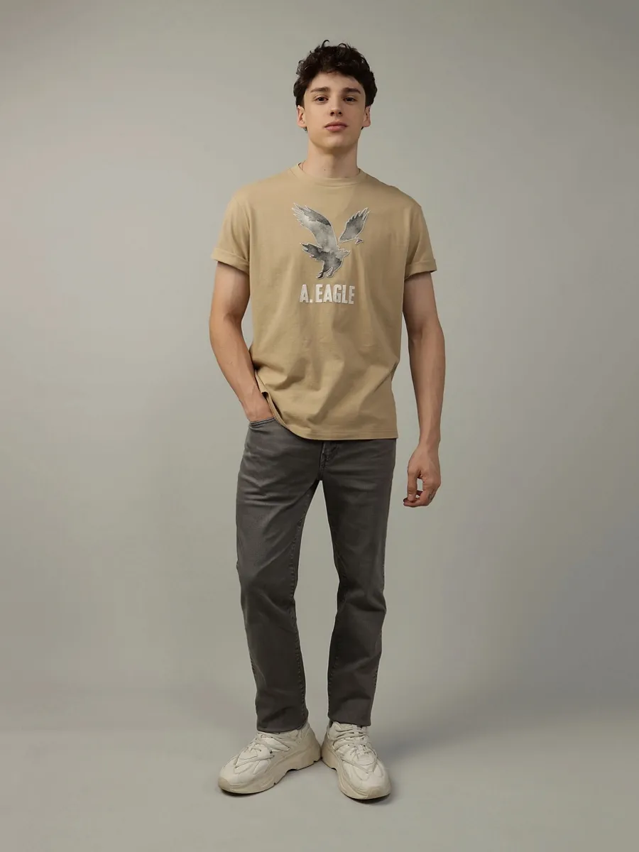 AMERICAN EAGLE MEN G SS INTL ELEVATED SET IN TEE- PC DYE + SERIOUSLY SOFT WASH 212 KHAKI
