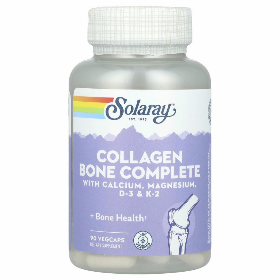 Solaray, Collagen Bone Complete, усовершенствованная формула костной матрицы, 90 капсул с оболочкой из ингредиентов растительного происхождения