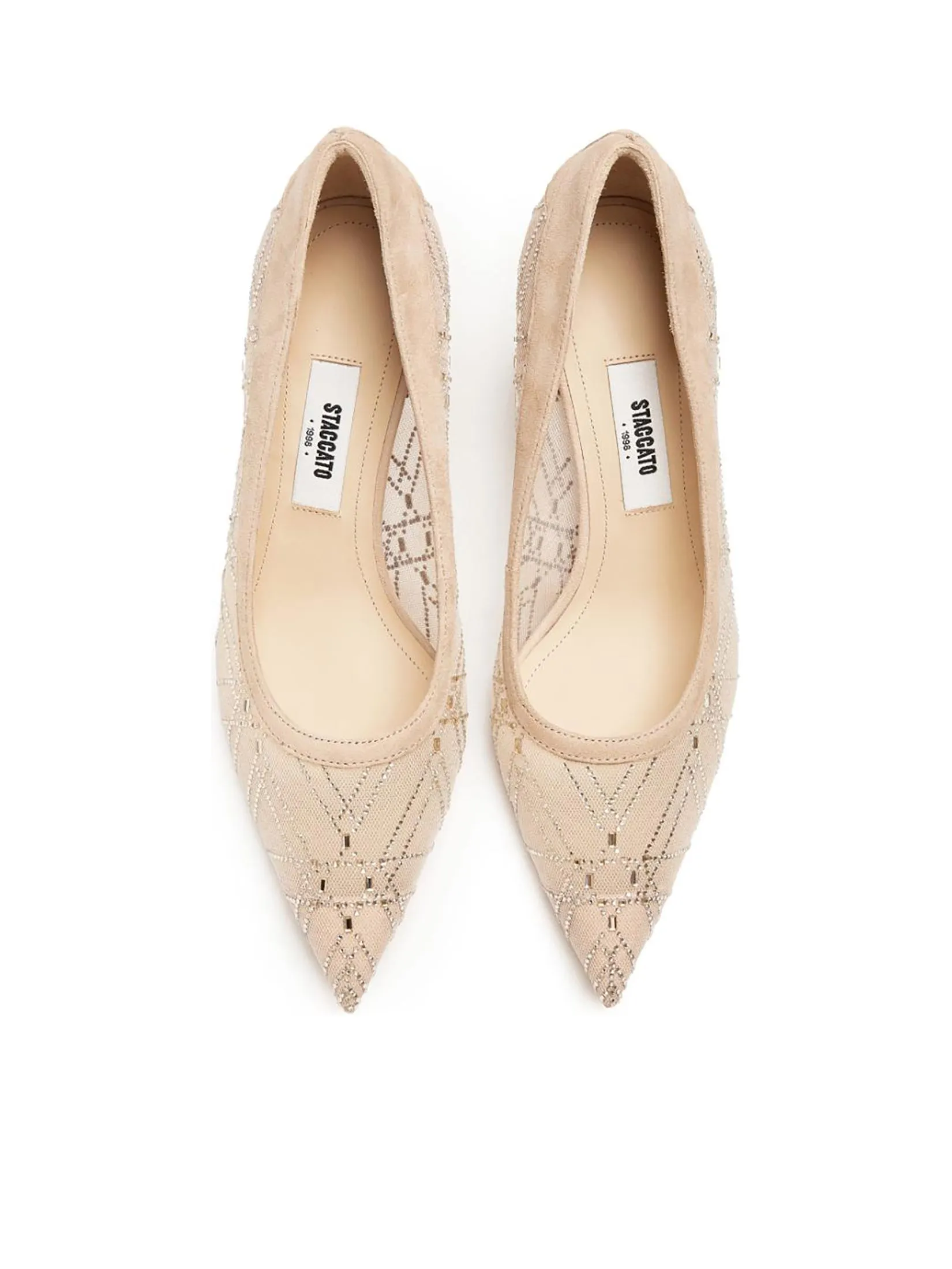 STACCATO Women Pumps Lined Crystal-Embellished Mesh Champagne Pink