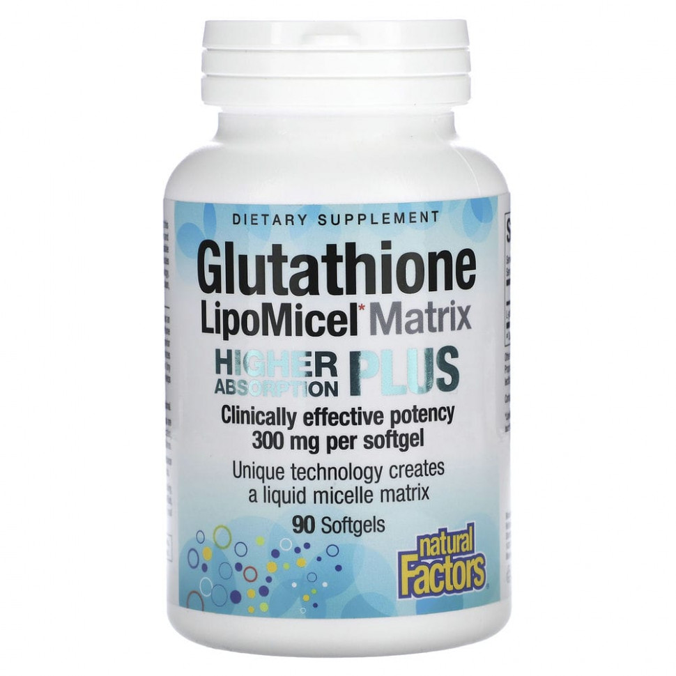 Natural Factors, Glutathione LipoMicel Matrix, 300 мг, 90 мягких таблеток - NFS-02861-60 шт.