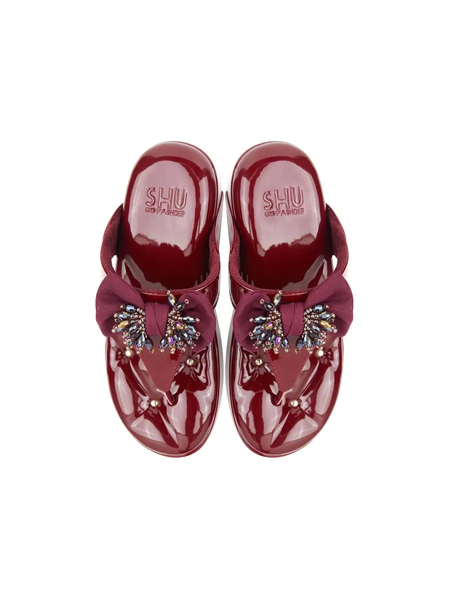 SHU WOMEN- SOFASHOES 3.5" SWEET CHIC - GLOSSY RED WINE