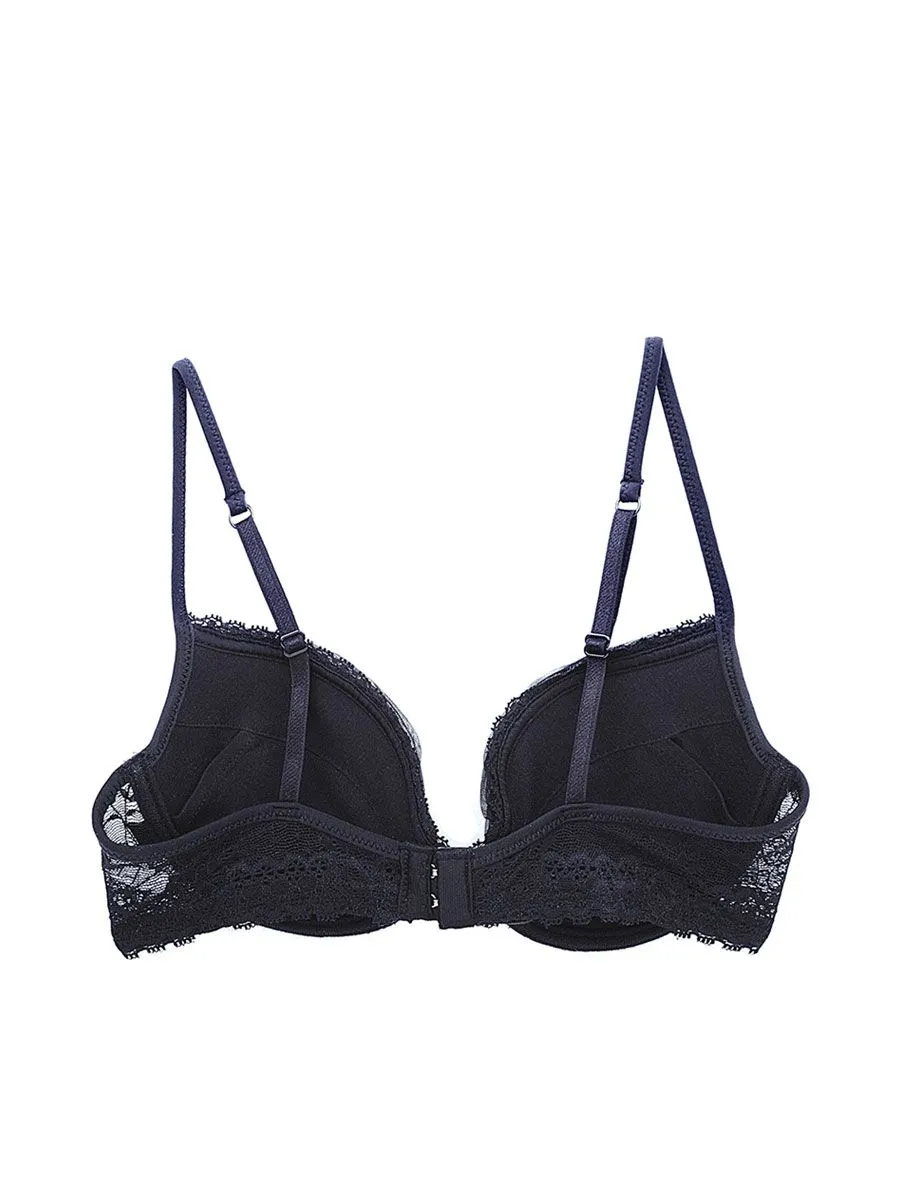 ELLE LINGERIE Lingerie Molded Bra Pleat LB6541 Black
