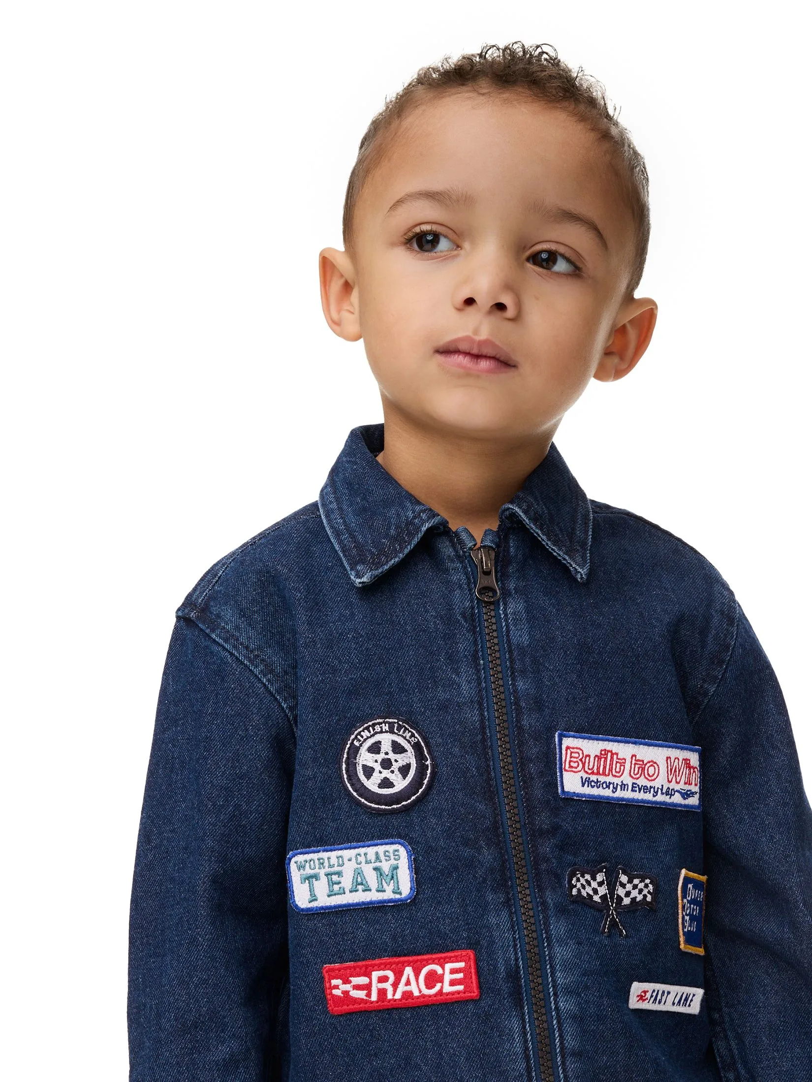 MARKS & SPENCER KIDS Boy Toddler Jacket Pure Cotton Badged Denim Denim