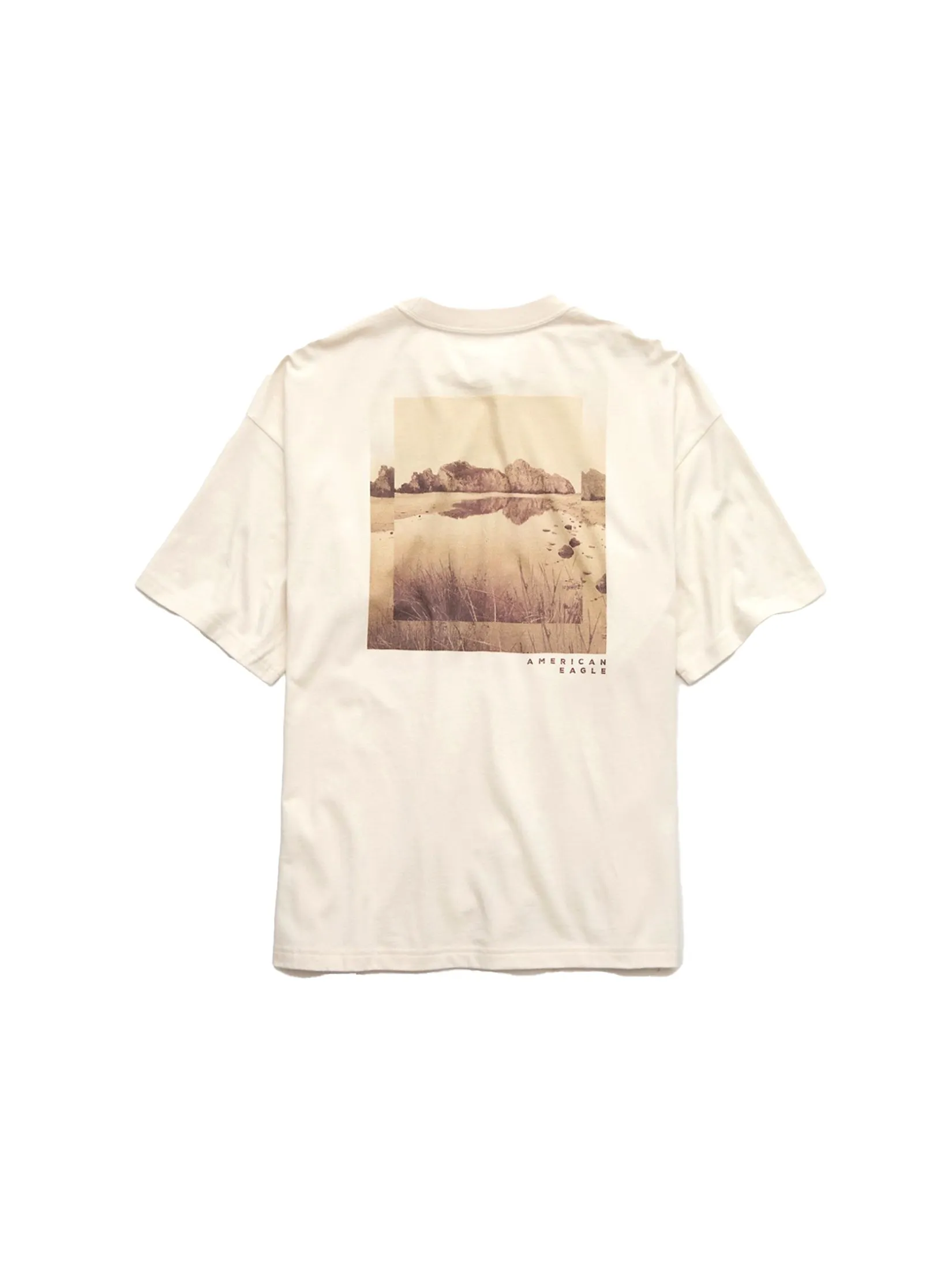 AMERICAN EAGLE MEN G SS BTS2 OS SET IN TEE- PC DYE + SERIOUSLY SOFT WASH 106 CREAM