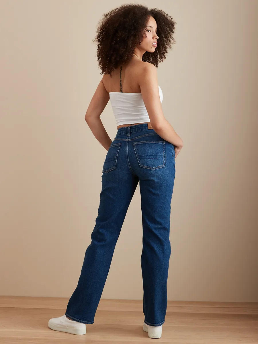 AMERICAN EAGLE WOMEN CURVY STRAIGHT JEANS 979 MEDIUM STANDARD