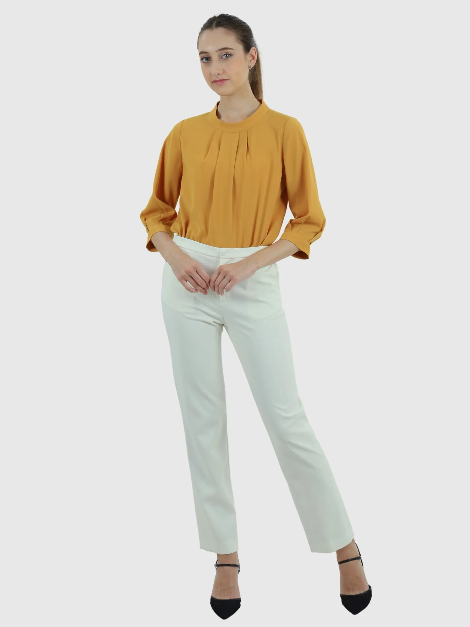 VERONIQA Women Blouse Long Sleeves Chiffon Dobby Yellow